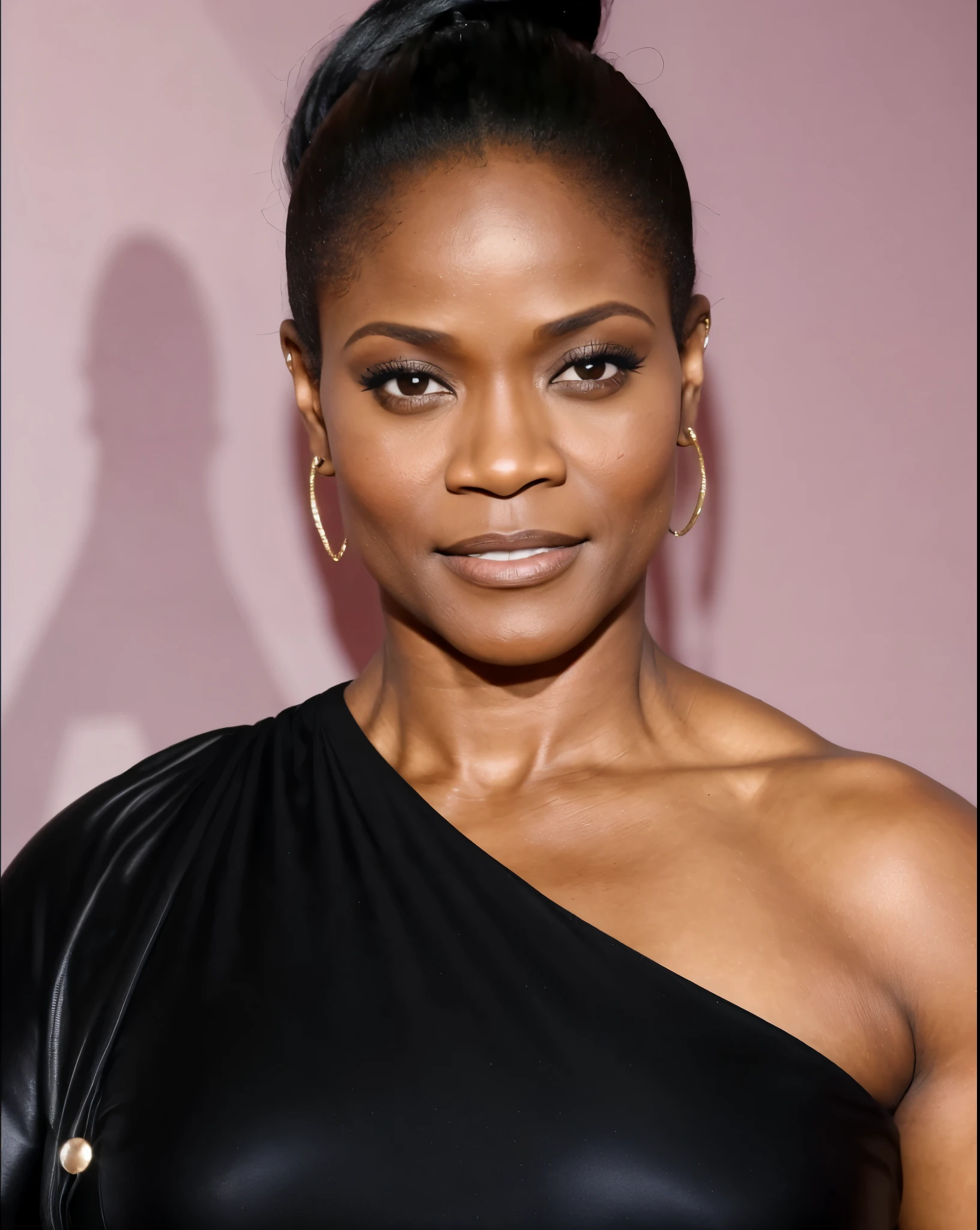 Extremely gorgeous, stunning beauty, Full figured woman, heavy physique, Theresa Randle AS A WAKANDAN WARRIOR, DETAILS, GOOD SKIN, highly detailed, skin pores, sharp focus, amazing details,