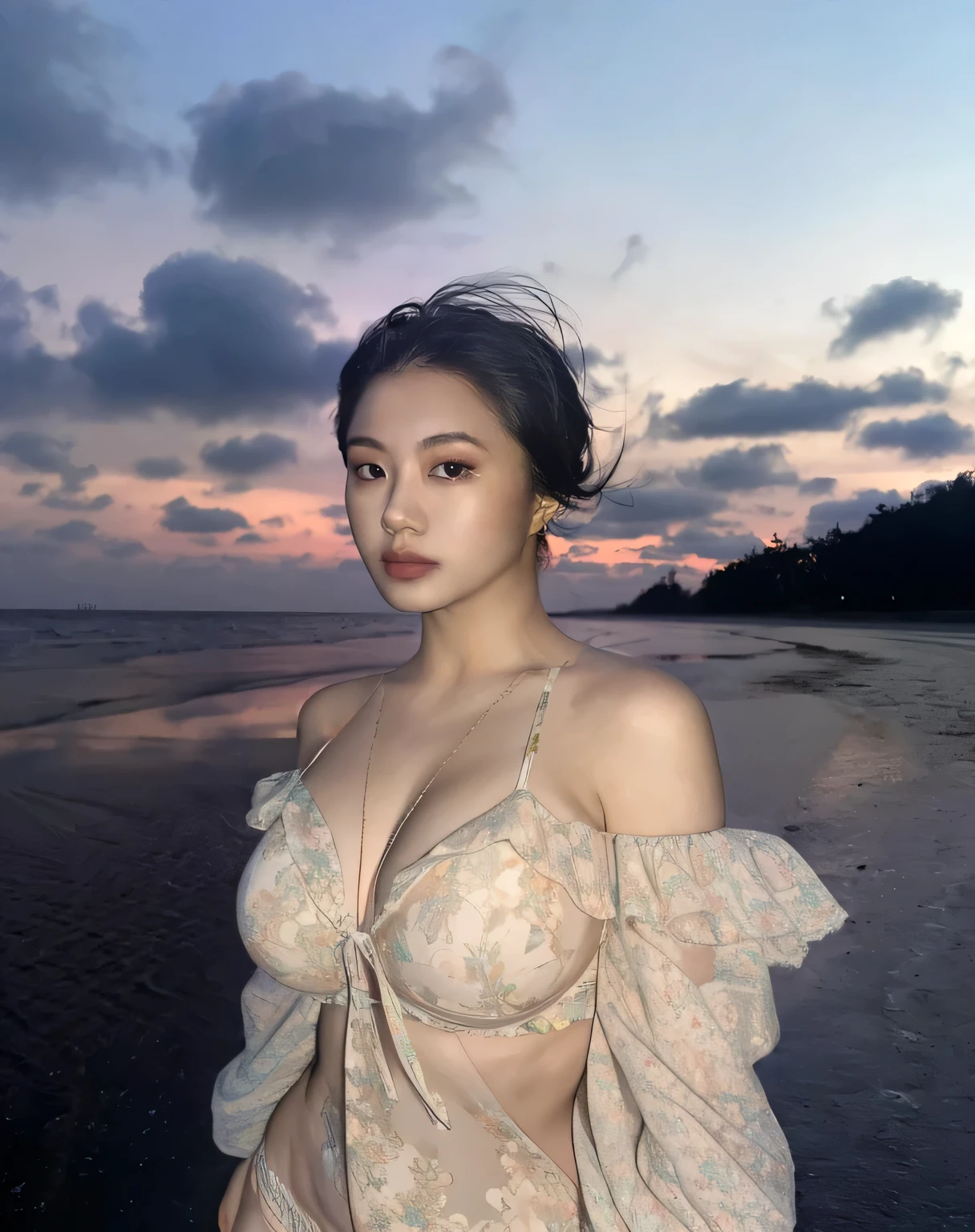 (large breasts:0.6), (cleavage), pokies, sexy bikini,