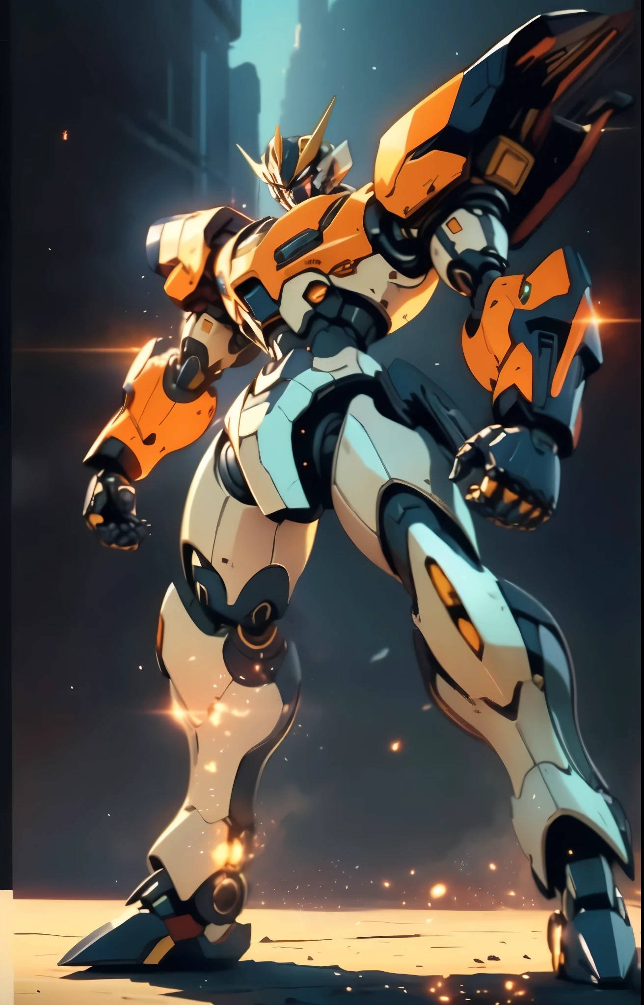 Humanoid Mecha, fully enclosed shoulder guards, matching arm and leg guards, full body, full armor, the design balances heavy with agility, (the color scheme is primarily white with red and blue accents, the concept Inspired by Super robot, organic biotech armor, standing, floating high above the futuristic sci-fi city), exquisite and mature art style, (aura effect, energy, glowing eyes, the armor glows), ((SRS)), metallic, dynamic, dramatic, high definition, best quality, highres, ultra-detailed, ultra-fine painting, extremely delicate, professional, perfect body proportions, anatomically correct, symmetrical face, extremely detailed eyes and face, high quality eyes, creativity, RAW photo, UHD, 32k, Natural light, cinematic lighting, masterpiece-anatomy-perfect, masterpiece:1.5