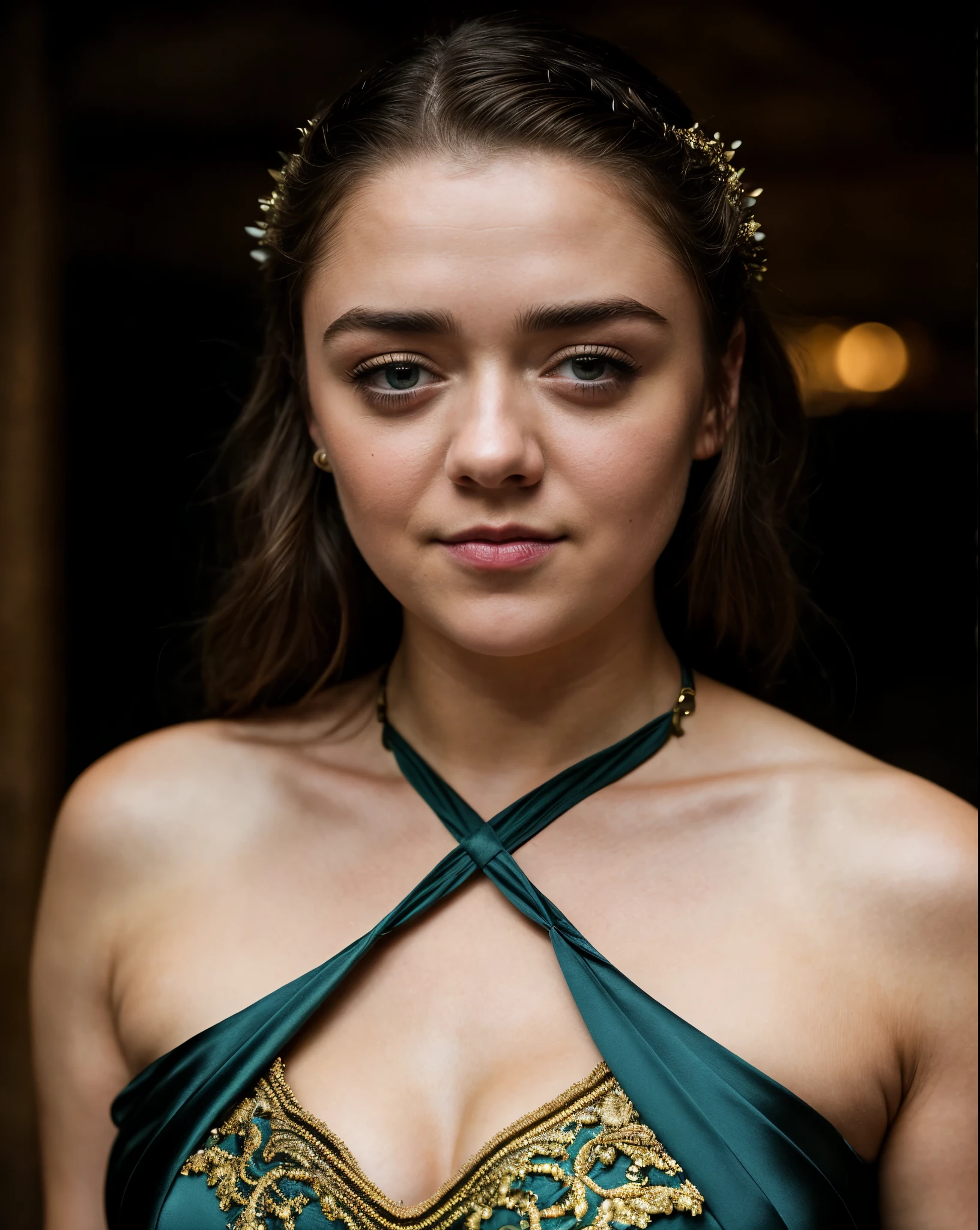 Foto RAW, Arya Stark, Stunning Beauty, Ravishing, Enchantress, Extremely gorgeous lady, Arya Stark PLAYED BY MAISIE WILLIAMS, Queen Arya Stark, she a mature woman now, milf, sexy mediaeval battle dress, gladiator woman, body, 40 years old Woman, Roman slave dress, cotton dress, busty mediaeval costumes, body revealing costumes, perky breast, big natural breast, erotic costumes, lusty physique, seductive figure can capture every people's attention, Game of thrones costumes, revealing captivating figure, Mediaeval costumes, revealing clothes, A tomboy, she would rather fence than dance, warrior queen , game of thrones screen caps, Game of Thrones Series, (pele altamente detalhada: 1.2), 8k UHD, DSLR, soft-lighting, alta qualidade, grain of film, Fujifilm XT3, flawless picture, highly detailed, detailed Beauty, intricate, 32k, sharp picture,
