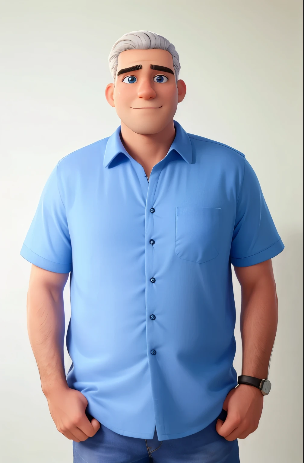 Homem branco, cabelo branco, olhos castanhos. Ajustar olhos.