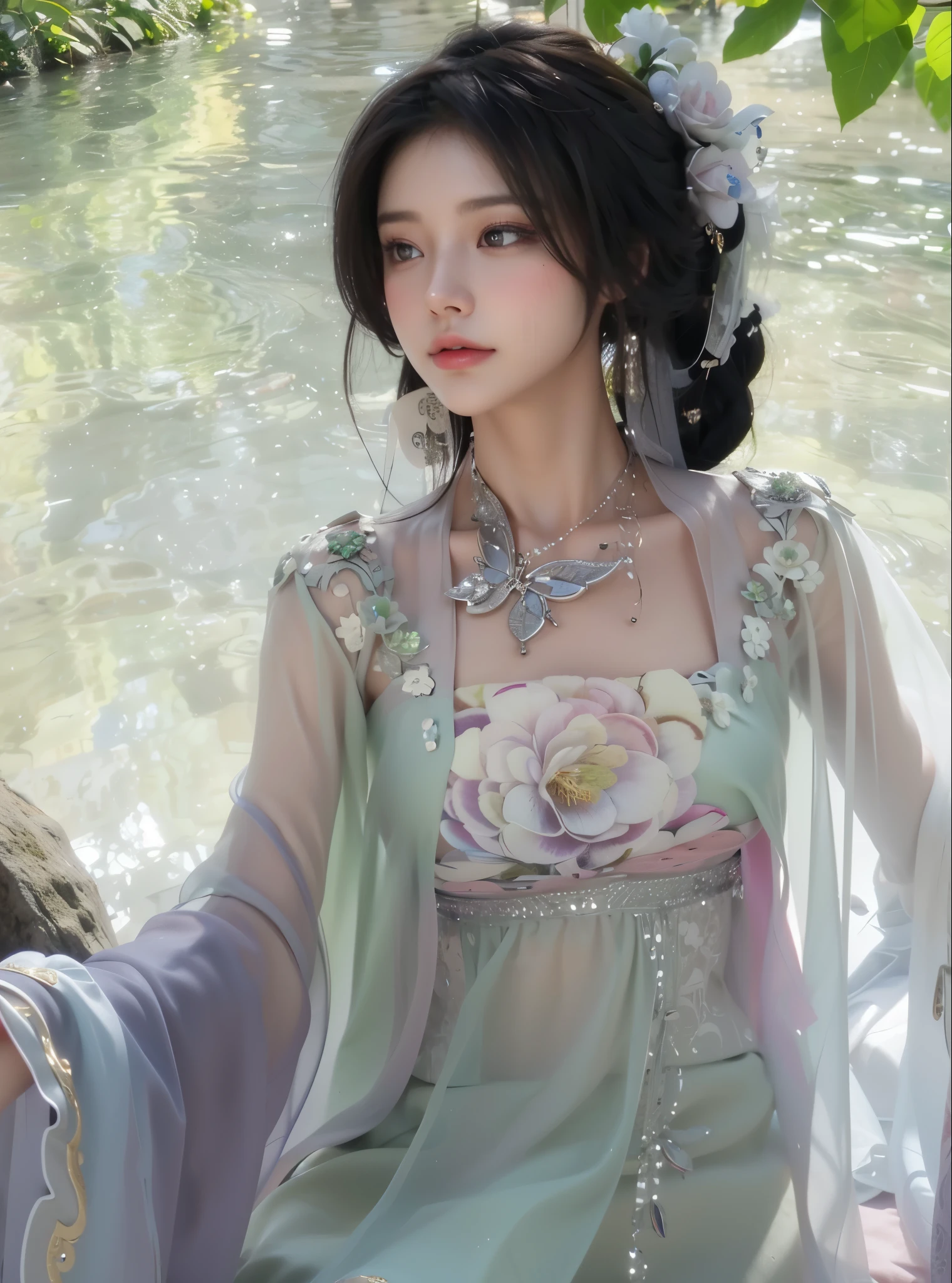 Game Art,CG Animation,Best image quality,Maximum resolution,8K picture quality,(A bust photo),(portrait),(Head close-up),(Rule of Thirds),Unreal Engine 5 rendering works,20 year old girl,((Queen)),The eyes are very detailed,(Large Breasts),Elegance and nobility,Light,Light线追踪,Game CG,((3D Unreal Engine)),OC rendering reflection mode,4k,Ultra-clear,Translucent lace,Fair and plump figure,Pretty Face,Light泽凝胶涂层,身着华贵礼服的Queen,Gorgeous clothing,Luxurious and exquisite jewelry,Colorful makeup,Chinese Hanfu,The princess wears a dress