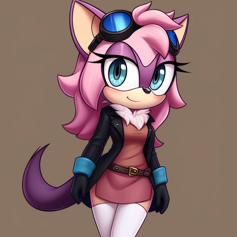 Female, mobian, suger glider, goggles on head,