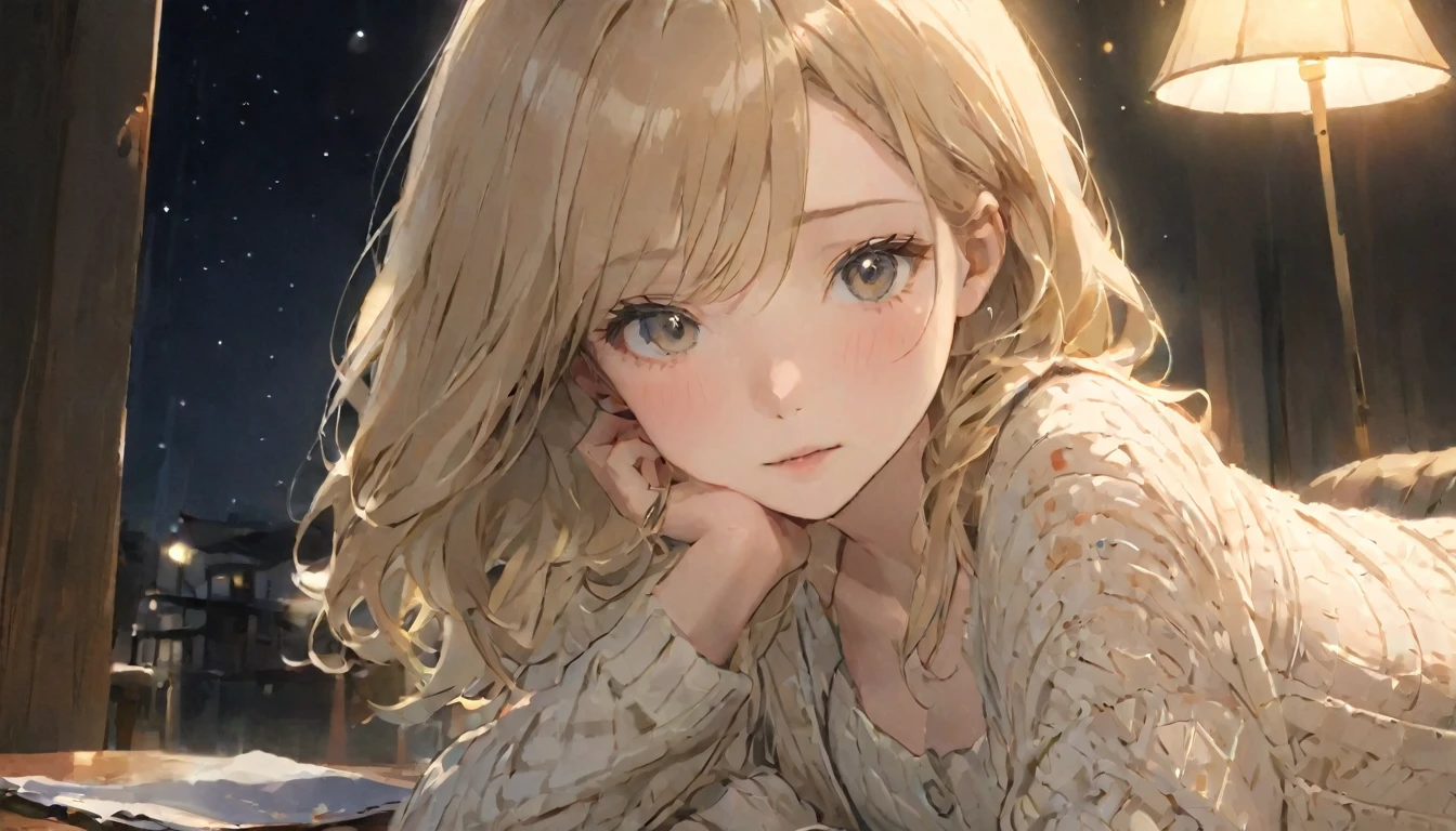 (night:1.7), Kyoto, 1 female, 16 years old、beautiful shiny straight semi-long、beautiful fingers,beautiful long legs,beautiful体,Cute Nose,beautiful character design,完璧なeye,完璧なface,View your audience,(Innocent_big_eye:1.0),(Light_笑face:0.3),Official Art,Very detailed ,(masterpiece:1.0),(Highest_quality:1.0), 超A high resolution,4K,Very detailed, photo shoot, 8k, Hmph, High resolution, The background is blurred, (beautiful_face:1.5),(8k,RAW Photos, 、Relax in a Japanese Inn、(背景はnightのカフェレストラン:1.3),(White tank top&White beige shoulder length knit cardigan、Plaid Flared Micro Mini Skirt:1.3),(Huge breasts) Deep Background 3D ((White Beige Knitted Camisole、Thin string:1.4)) beautiful large breast (Sit leaning forward with your chest proudly resting on the table:1.3)