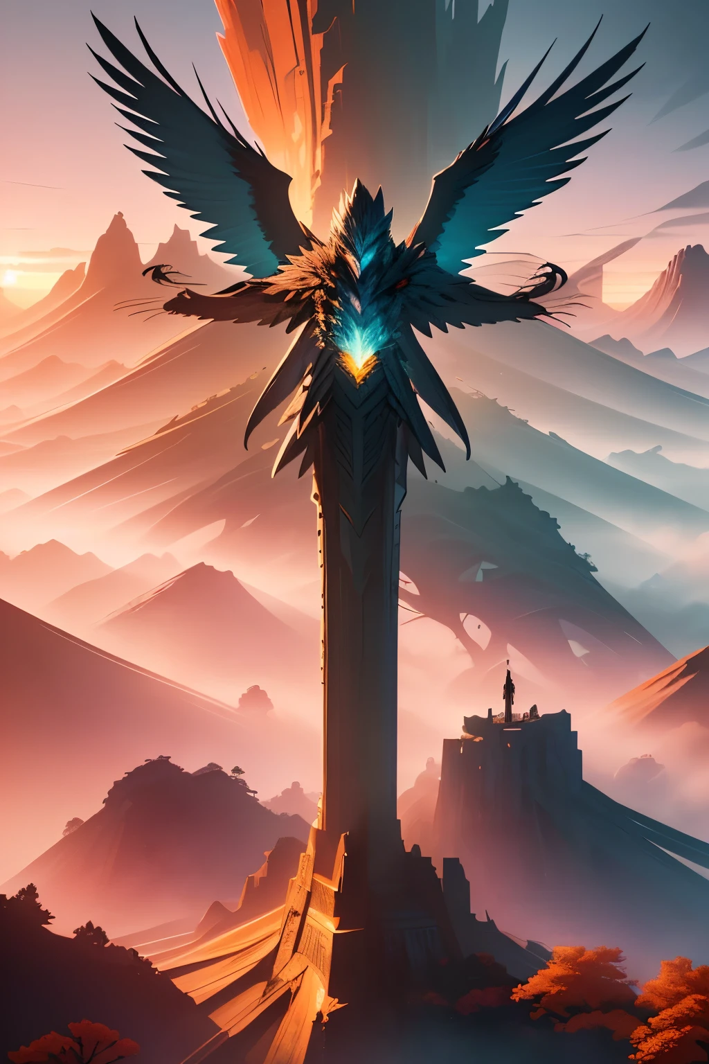 A stunning phoenix soaring against a breathtaking Skyrim sunset, surrounded by horizontal planes, shimmering crystals, and vibrant flowers and plants, (best quality,4k,8k,highres,masterpiece:1.2),ultra-detailed,(realistic,photorealistic,photo-realistic:1.37),intricate details, dramatic lighting, fantasy landscape, vibrant colors, lush foliage, crystal formations, glowing embers, dynamic pose, majestic bird, cinematic composition