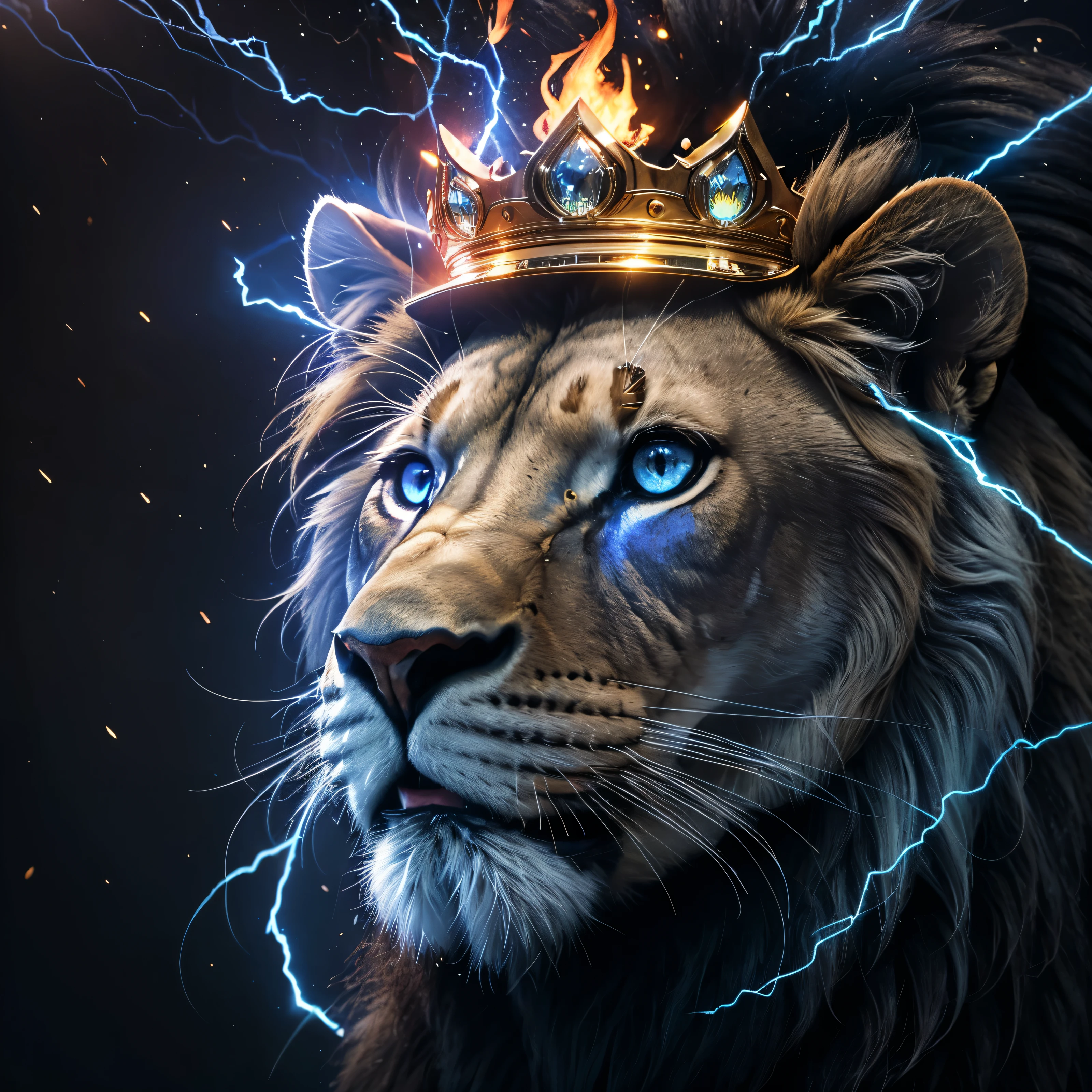 Lion, Divine Lion, naturais, Blue Thunder, Realistic Lion, King, Detailed Realistic, Detailed Realistic 16K, Eletricidade Detalhada 8K, texturas Realistas 8K, Cores Fotorrealista 8K, Blue Fire, Detailed Realistic Fire Bolt, Black and Blue Power, Power Thunder, Divine Realistic, Natureza, Linda, Rendering, Fotorrealista, UltraHigh definition, 4K, texturasdetalhadas, thunder, sombras detalhadas, cores detalhadas, Azul Neon, Blue Light, Raios, Blue power, Natureza Linda, Grande Divino, Blue Light, Blue Thunders, Coroa Rei, Thunder Bolt, Bolt eletric Power, Detailed Realistic Black and Blue Lights, Detailed Realistic Lion 16K, Detailed Realistic Fire Power, Detailed Realistic Divine Lion, Detailed Realistic Face 8K, Nitidez Ultra Realista 16K, Texturas Ultra Detalhadas 8K, Natural Detailed Realistic 8K, Night, Night Sky, contraste detalhado, Contraste realista, high resolution, cores detalhadas, fogo, eletricidade, divina criatura, 8k, Realista detalhado, 16K, 8k, High definition, contraste detalhado, Contraste realista, high resolution, cores detalhadas, fogo, eletricidade, divina criatura, 8k, Realista detalhado, elegante,