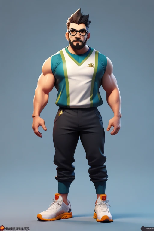 ((tmasterpiece)),(((best qualtiy))),(CharacterDesignSheet,Same role,frontage,Lateral face,on back),araffe com barba e bigode segurando um espeto de carne, musculoso, big butcher man posing scarily, papai que, corpo robusto e encorpado, Personagem 3D, Personagem 3D, Rasputin como personagem Grubhub, Atarracado, 3 d character render, um personagem baseado em um haggis, macho, muscular character ,solo,Short black ,tmasterpiece,best qualtiy,looking around a corner,full bodyesbian,A detailed,ssmile,sport outfit,Wearing a black sports vest,Glasses as an accessory,charturnbetalora,concept-art,concept art of character,Character sketches,reference sheet,Role table,(simplebackground,white backgrounid: 1.3)