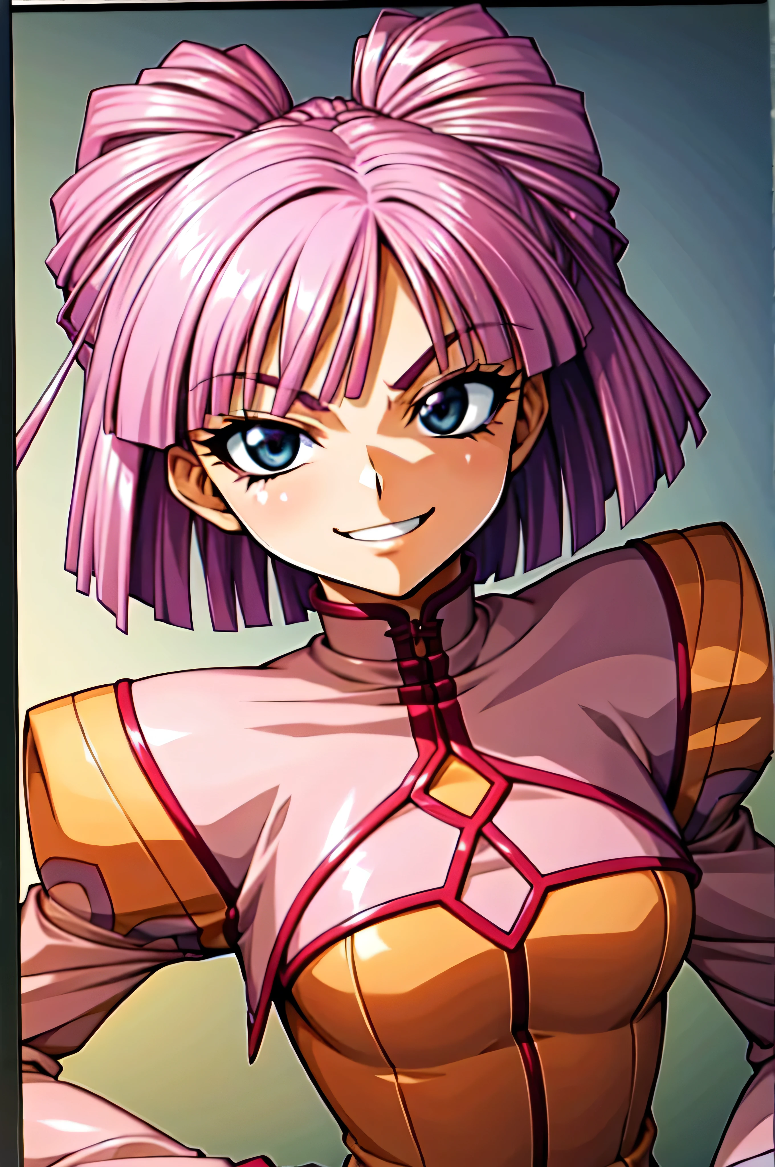 (best_quality 4K, 8K, High resolution, Masterpiece: 1.2), ultra detailed),from_below,(anime_screencap),(1girl,solo),dynamic_angle,very evil_smile worst,very evil laugh at,tis,shadeded_face,worst sadistic,smile worst,,bob short  hair,,upper body,looking at viewer,two hands,