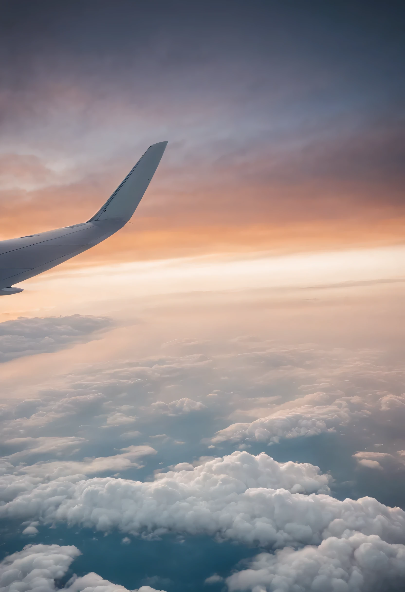 cinematic dramatic epic landscape, aerial view from airplane window,real airplane wings are white colour, beautiful clouds, golden hour sunset lighting, warm glowing colors, highly detailed, photorealistic, 8K, award-winning photograph