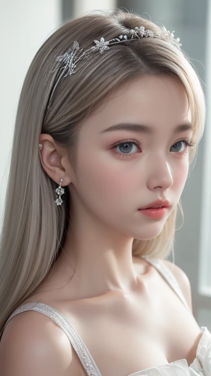 (電車の座席に座っているgirl)、Top quality work,actual work,Ultra Premium Graphics,8K HD CG Works,High quality graphics,High-definition CG works,10x pixels,Extremely fine detail:1.1,Advanced Technical Details:1.1 Photorealistic,Indoor lighting effects:1.5,Natural light:1.5. Light effects(virtual Light effects:1.8),長いSilver Hair,Silver Hair,Transparent Hair,Hairstyles with great attention to detail(Premium Hair Detail:1.1)Clear Eyes,Beautiful double eyelids,シャープなeye make up, Delicate eyelash makeup, Thin eyebrows, Highly detailed eyes,High nose, Nice red lips, Rose Cheeks, Modest makeup face , Cute Face, Perfectly balanced face,(Advanced Face Detail:1.1),girl , See through,Foggy Room,Like a fairy in a painting,slim and sexy legs,A beautiful face is beautiful and delicate,Like a finely carved piece of jade、The waves in my eyes are like twinkling stars,Show the light of patience and wisdom。The bridge of the nose is straight,Cherry Lip Color, Her face is clear,Her skin is as white as jade,Gives a healthy glow,Her makeup is light and understated.,Not very decorative,Light-colored foundations enhance the clarity of your skin..,eye make up: Eyeshadow and eyeliner,Make her eyes brighter、Let's be more energetic、Adds elegance and sophistication,Clothes Fluttering,that'I'm about to be blown away by the wind(White blazer emblem on chest)White blouse、Red bow tie,(Check skirt),(White panties are visible)、Swaying with her movements。Her hair is casually tied back,Fix with hosta,A few strands of hair are swaying gently in the wind,Add a little softness、Charmed everyone'Note、Grace、mystery、Full of power,(White panties are visible),(Lift-up skirt)
