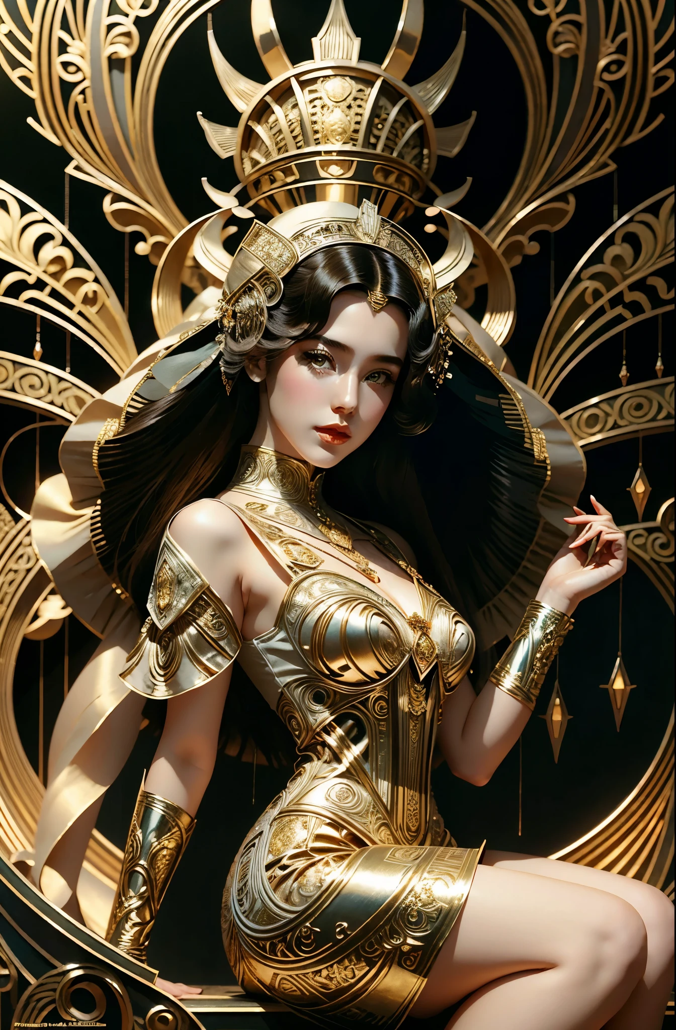 Beautiful woman in intricate Vintage Art Deco Outfit