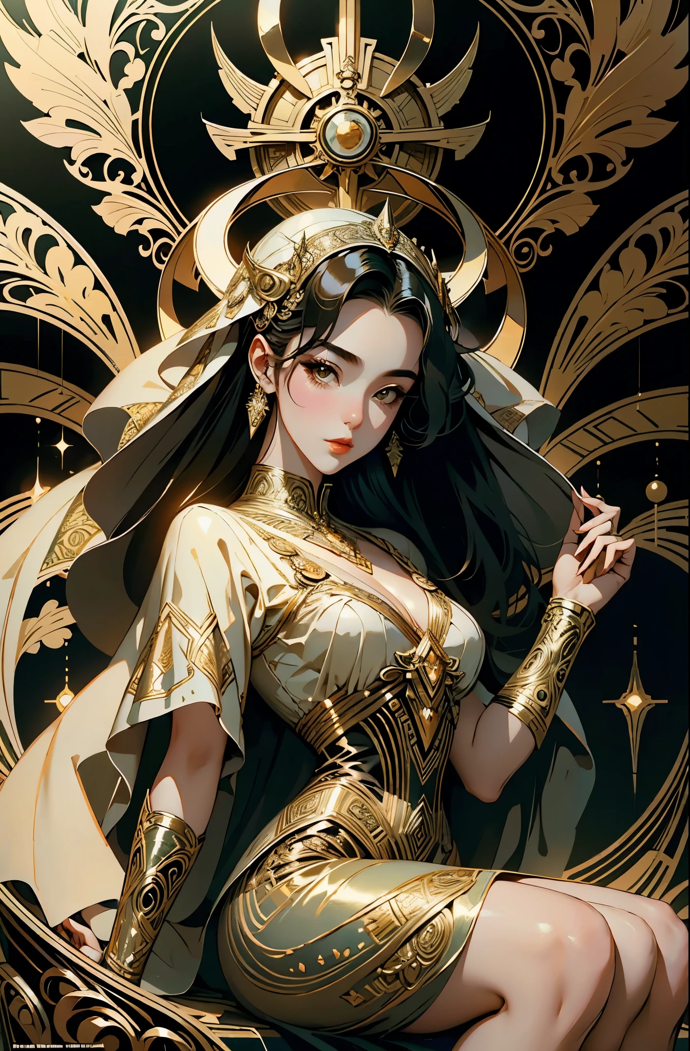 Beautiful woman in intricate Vintage Art Deco Outfit