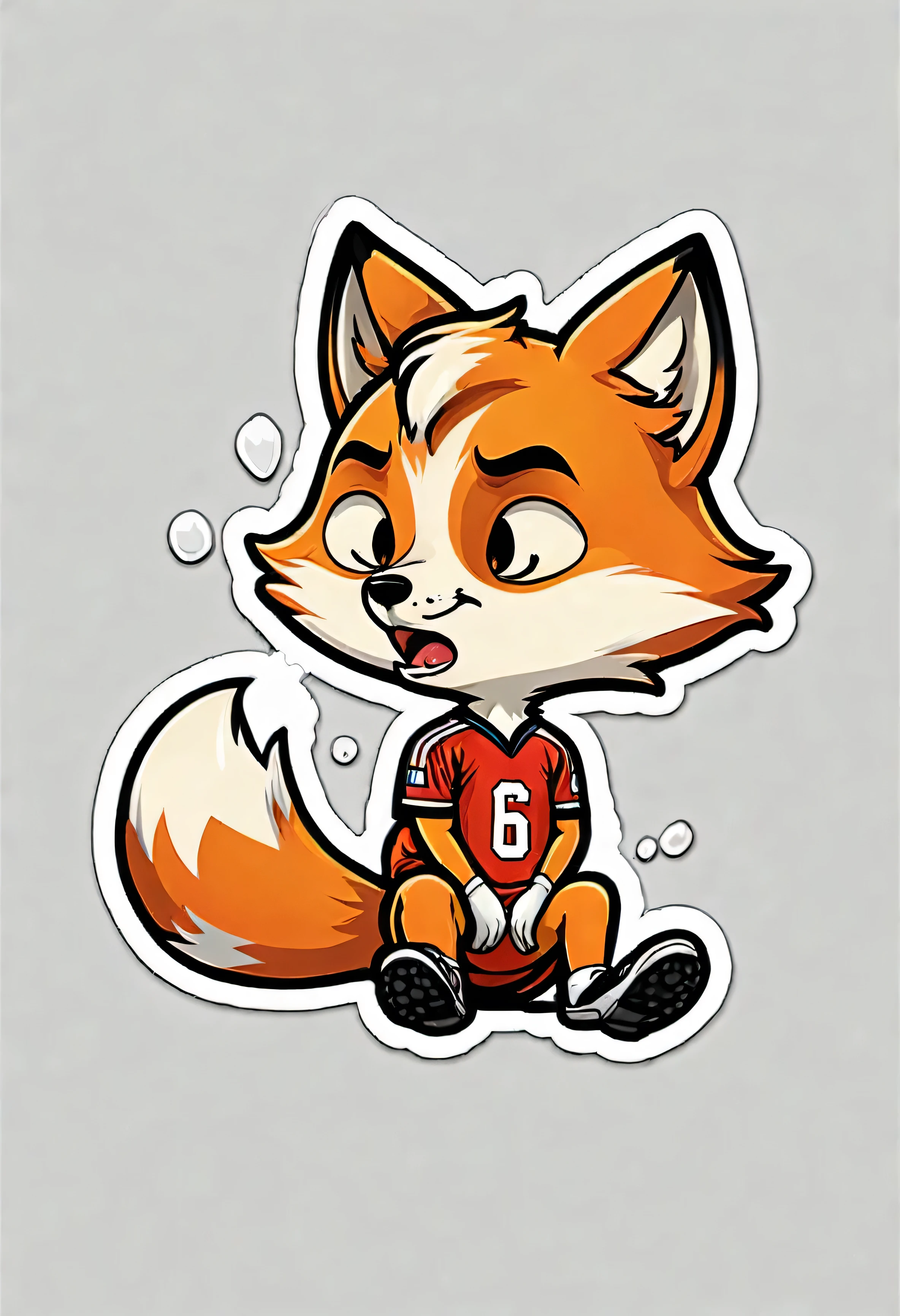 stickers character stern fox football player, CRYING, SOBBING, in the style of Vladimir Suteev