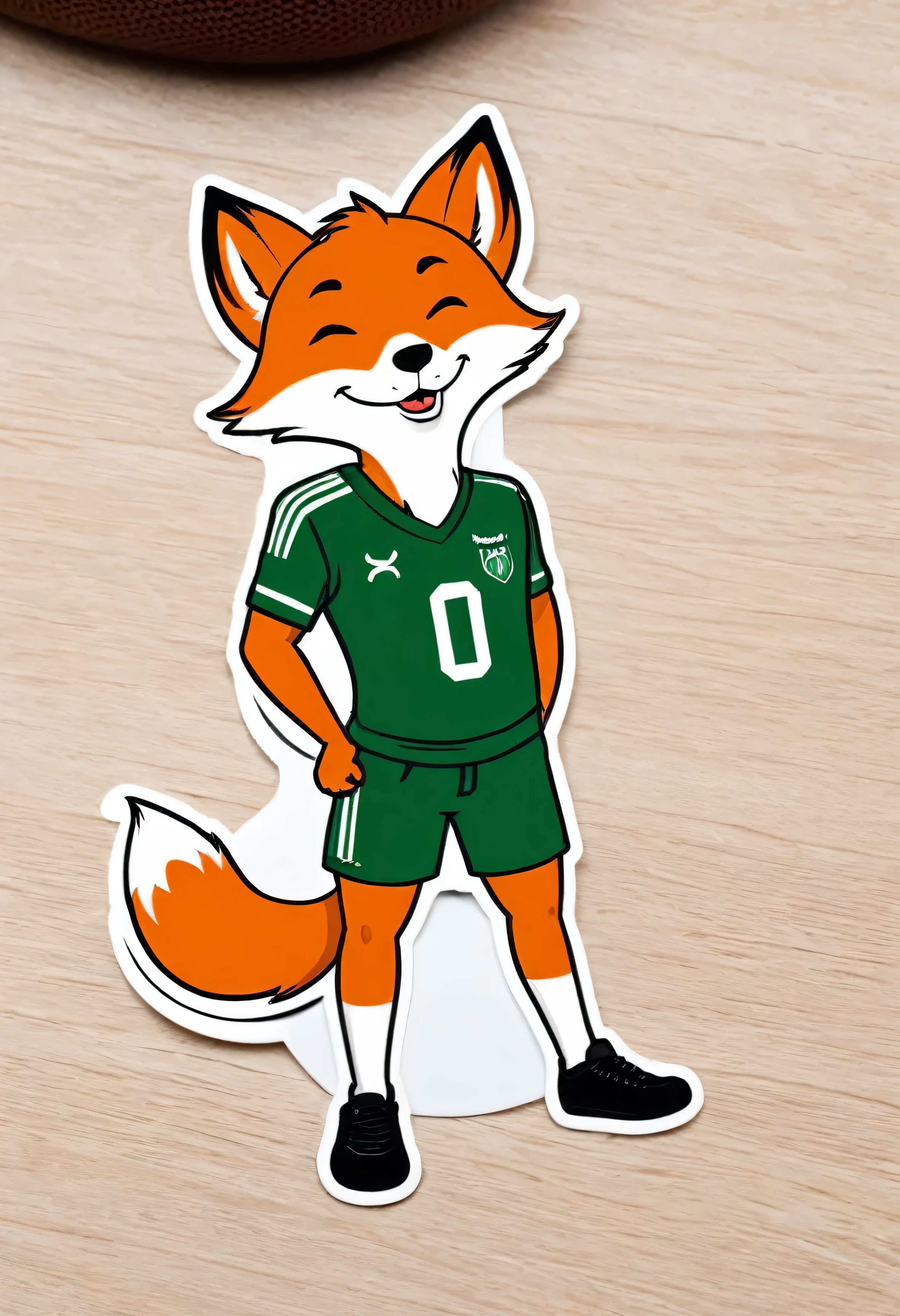 stickers character stern fox football player SHOWS THAT EVERYTHING IS GOOD, OK, in the style of Vladimir Suteev