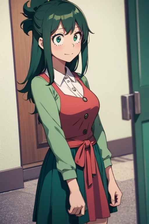 more_details:-1, more_details:0, more_details:0.5, more_details:1, more_details:1.5,Inko /(my hero academy/), green hair, milf ,Anko midoriya,(\Dressing)/, sexy clothes, Christmas style, with Dress with skirt Very short