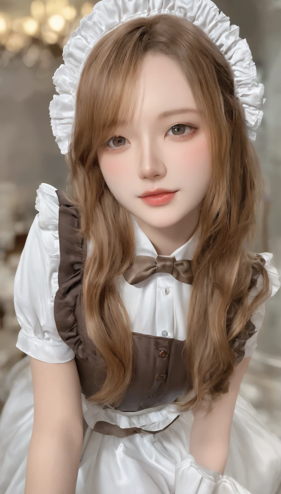 One Girl,highest quality,Very detailed,High resolution,(photoRealistic, Realistic, photo-Realistic:1.2),good night, (Bronze is here:1.2), Maid