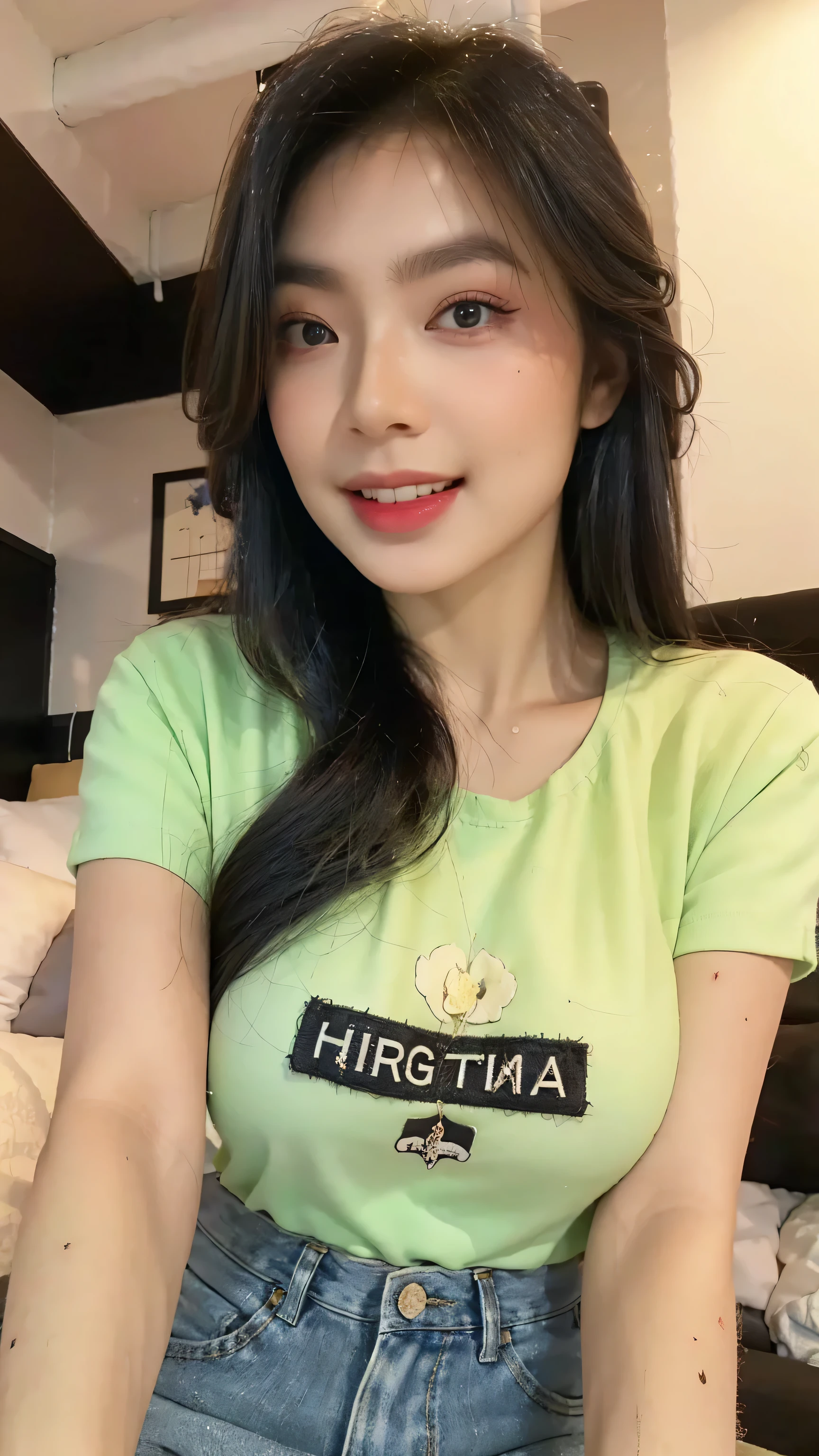 (best masterpiece), ultra-high quality, highly detailed, Ultra-HD Images, soft lighting, Ultra-Fine Picture, DSLR, ini, ultra sharp, ((Ultra-HD Picture:1.4)), 8K IMAGES, ((realistic detailed human:1.2)), indonesian, adult girl, 26 years old, medium breast, sexy body, sweet smile, wearing crop t-shirt, highwaist jeans, random poses