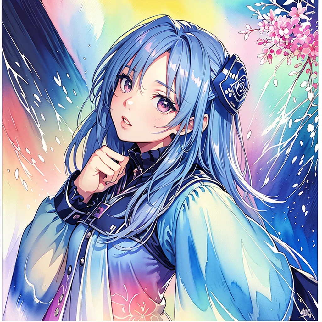 (masterpiece, top quality, best quality, official art, beautiful and aesthetic:1.2), (1girl:1.3), extreme detailed,colorful,highest detailed,(watercolour painting:1.3), optical mixing, playful patterns, lively texture, rich colors, unique visual effect
