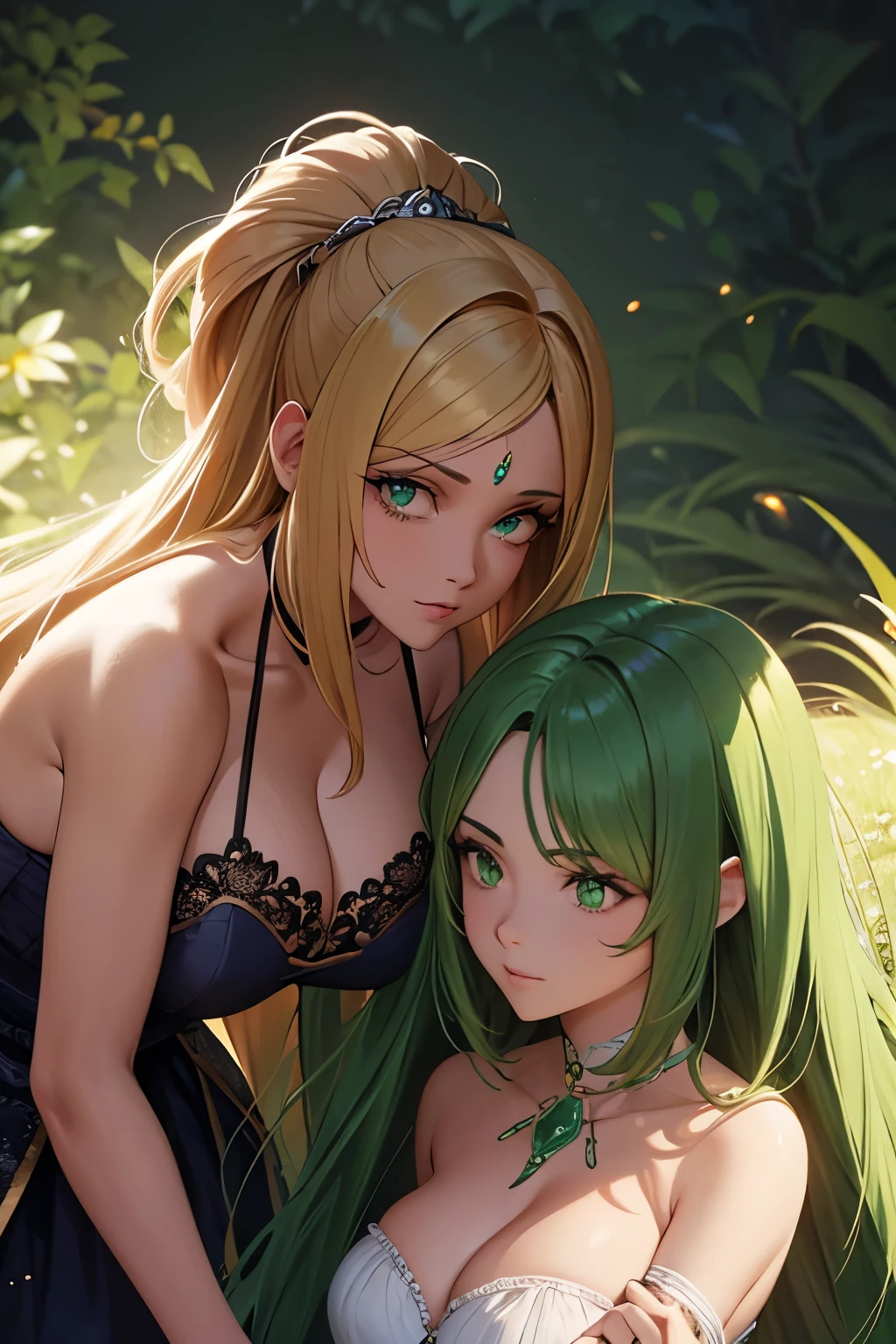 Crie uma personagem feminina: Cabelos pretos e grandes, com uma franja, olhos verdes como esmeralda, com formato felino, pele morena. Feline appearance