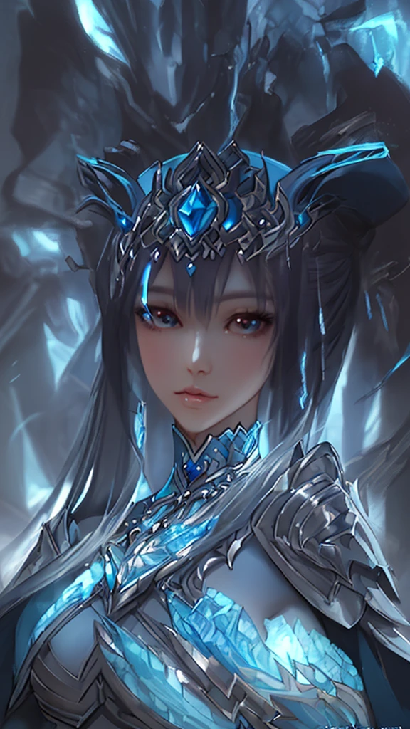 a close up of a woman in a silver and blue dress, chengwei pan on artstation, by Yang J, detailed fantasy art, stunning character art, fanart best artstation, epic exquisite character art, beautiful armor, extremely detailed artgerm, detailed digital anime art, artgerm on artstation pixiv, armor girl
