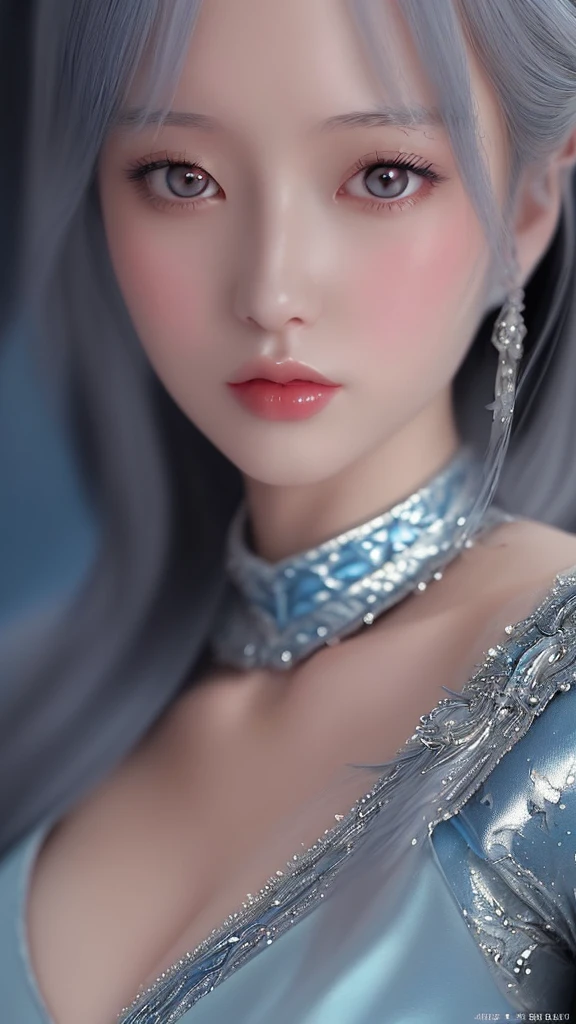 a close up of a woman in a silver and blue dress, chengwei pan on artstation, by Yang J, detailed fantasy art, stunning character art, fanart best artstation, epic exquisite character art, beautiful armor, extremely detailed artgerm, detailed digital anime art, artgerm on artstation pixiv, armor girl