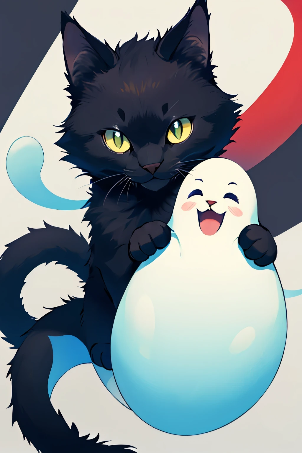 Game,logos,mascot,cute,ghost,black cat 2 tail