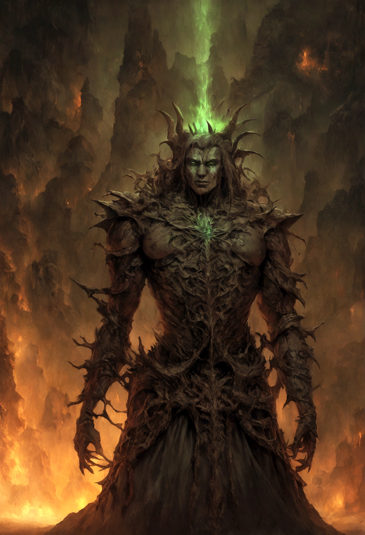 The ritual of The Queen of the Damned, Depressed Side of Humanity, by Alberto Seveso, Luis Royo and HR Giger, artstation, Dark, and highly detailed digital painting of a group of necromancers summoning a powerful undead creature, with a greenish glow and occult symbols in the background in the style of art by zdislav beksinski and wayne barlowe, the image should have a sharp focus, Intricate details, and be trending on artstation.