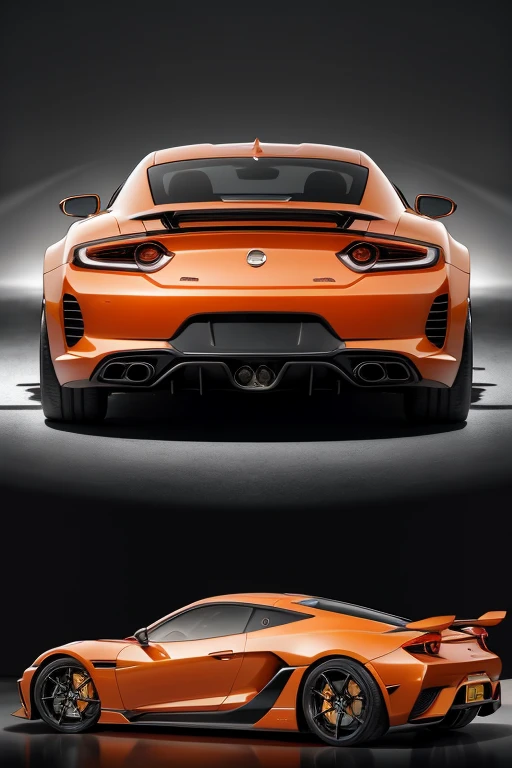 A beautiful elegant orange car with no one in it