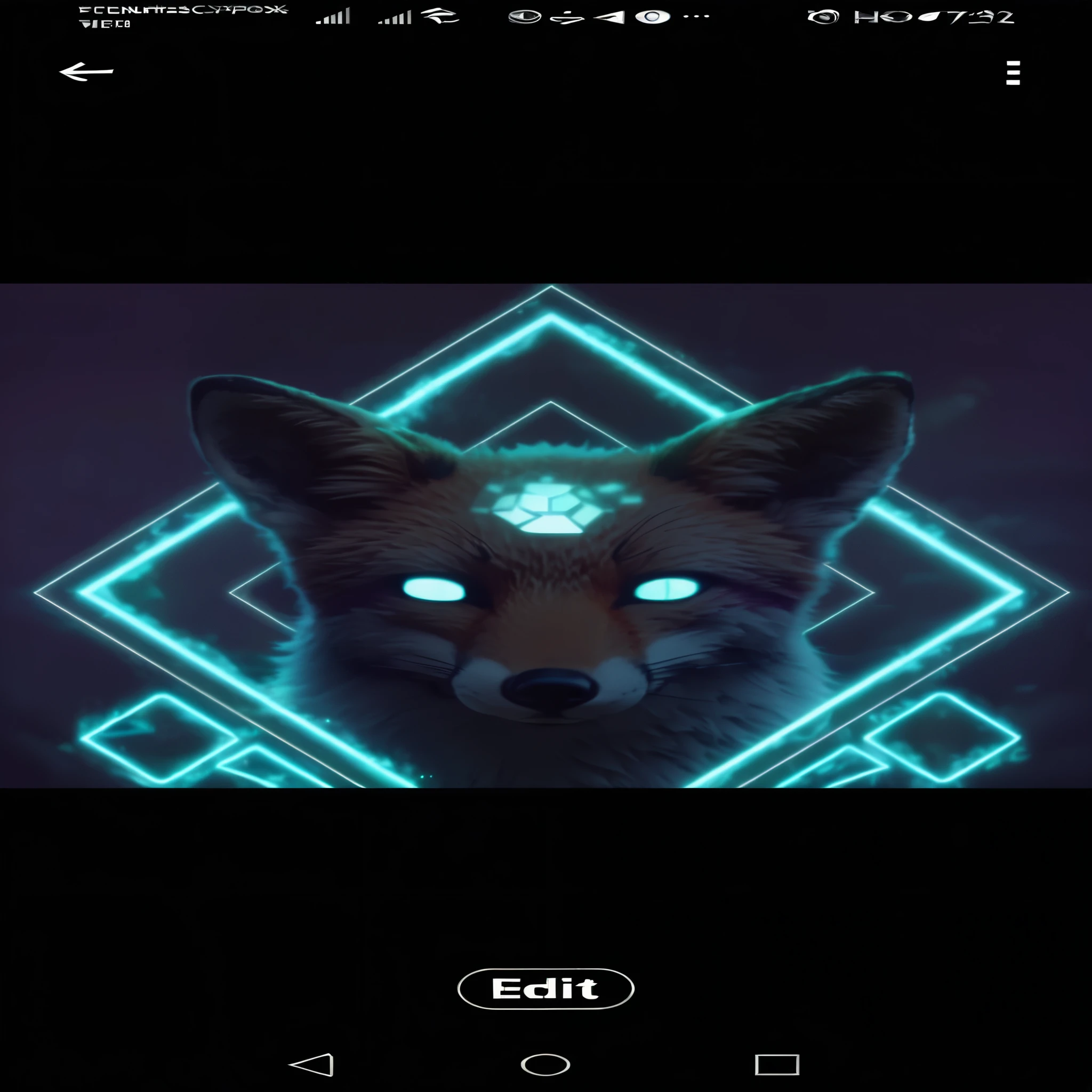 Create a digital image of a fox that combines elements of cryptography. The fox must have a modern and stylized design, with geometric patterns and bright colors that represent blockchain technology. Integrates cryptic symbols and code chains into its fur to give it an enigmatic and futuristic look. Make sure the fox's environment also reflects a technological theme, con fondos que recuerden a redes y matrices digitales.