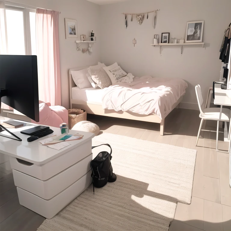 (((Teenage girl's room))), Photography, award-winning, cinematic image, (((year 1985))), a room for a teenage girl, Madonna fan, teenage girl's room, (((no window))) ,no one in a messy room, bedroom, sofa, shoes clothes on the floor, Very messy, Women's underwear, panties, (super detailed details), (super detailed CG: 1.2), photographic style, 1980s star posters, Cinematic Lighting, gaming pc, chair gaming, Hyper realistic, super realistic, 8K. (Just the scenery), (((absolutely no windows)))