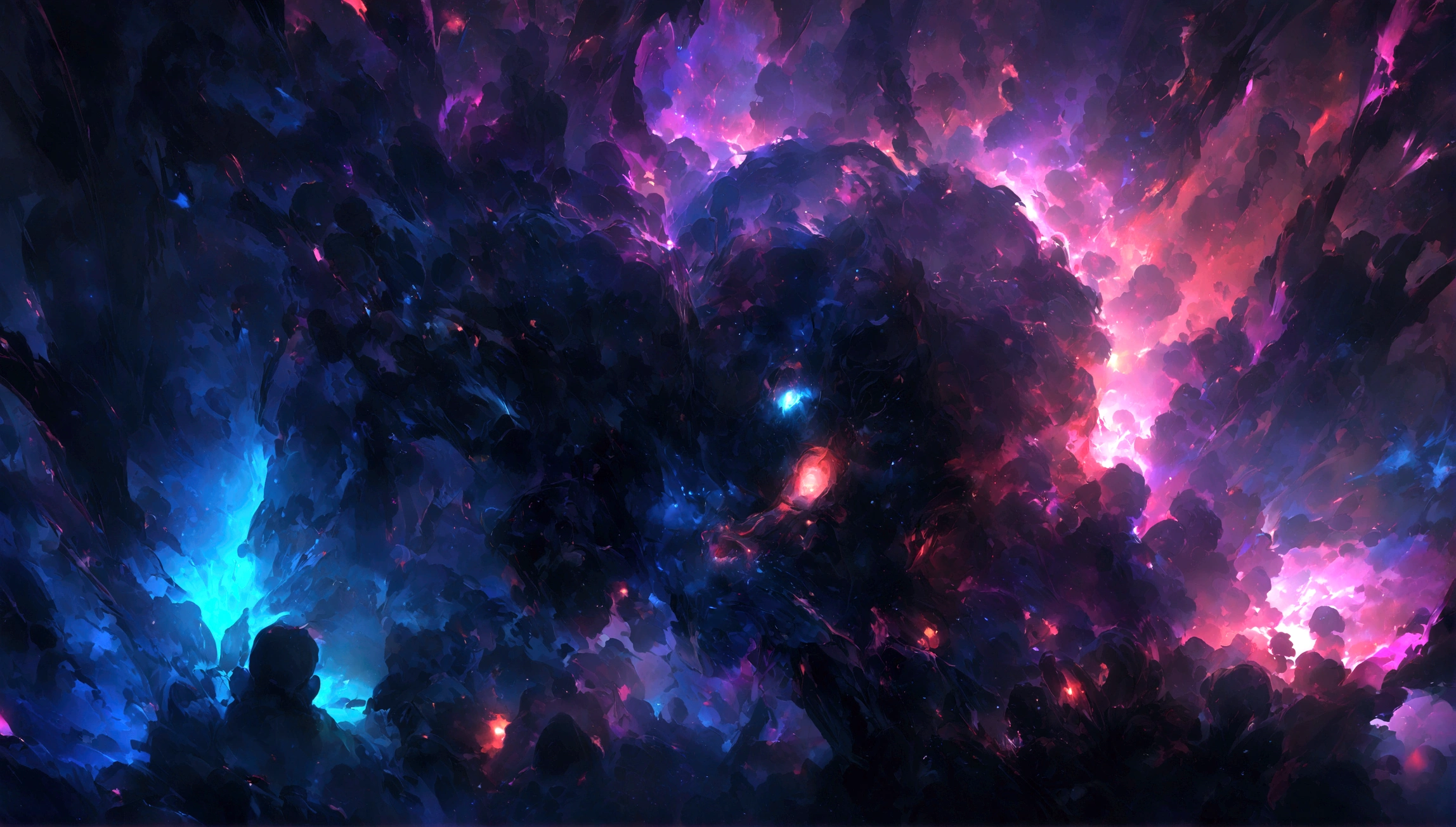 Dead, Blue and Black, strange, scared, nightmare, Very bright color, Particles of light, In bright light, Wallpaper Art, UHD Wallpaper