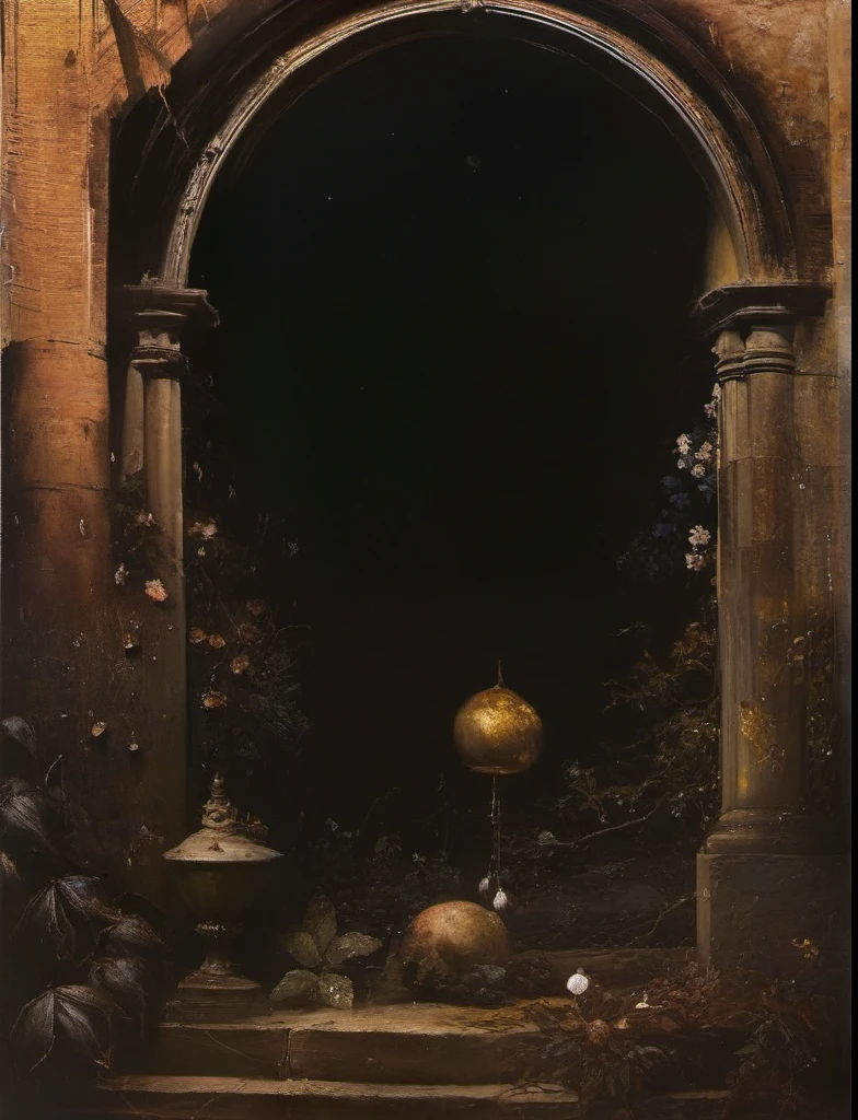 James Gurney, Surrealist art , dream-like, Mysterious, Provocative, symbolic, Complex, detailed,, (Gothic but very beautiful:1.4), (masterpiece, highest quality:1.4) , Nicola Samori Style, Lots of hydrangeas