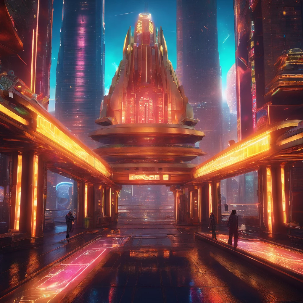A stunning 3D render of a futuristic cityscape set in the distant reaches of space. The magnificent metropolis has a massive golden figure "🍕" woven into its design, and everything is shaped like a planet. The city is adorned with opulence, including a translucent diamond shield protecting its inhabitants from the unknown beyond. The color palette includes metallic reds, greens, and golds, evoking both Earthly terrains and interstellar oceans. Towering skyscrapers dominate the scene, with a central tower that stands out like a celestial fortress. The style and concept pay homage to the works of Larry Niven, creating a cinematic, conceptual masterpiece that showcases vibrant architecture and captures the essence of a thriving interstellar civilization., dark fantasy, cinematic, portrait photography, architecture, wildlife photography, 3d render.