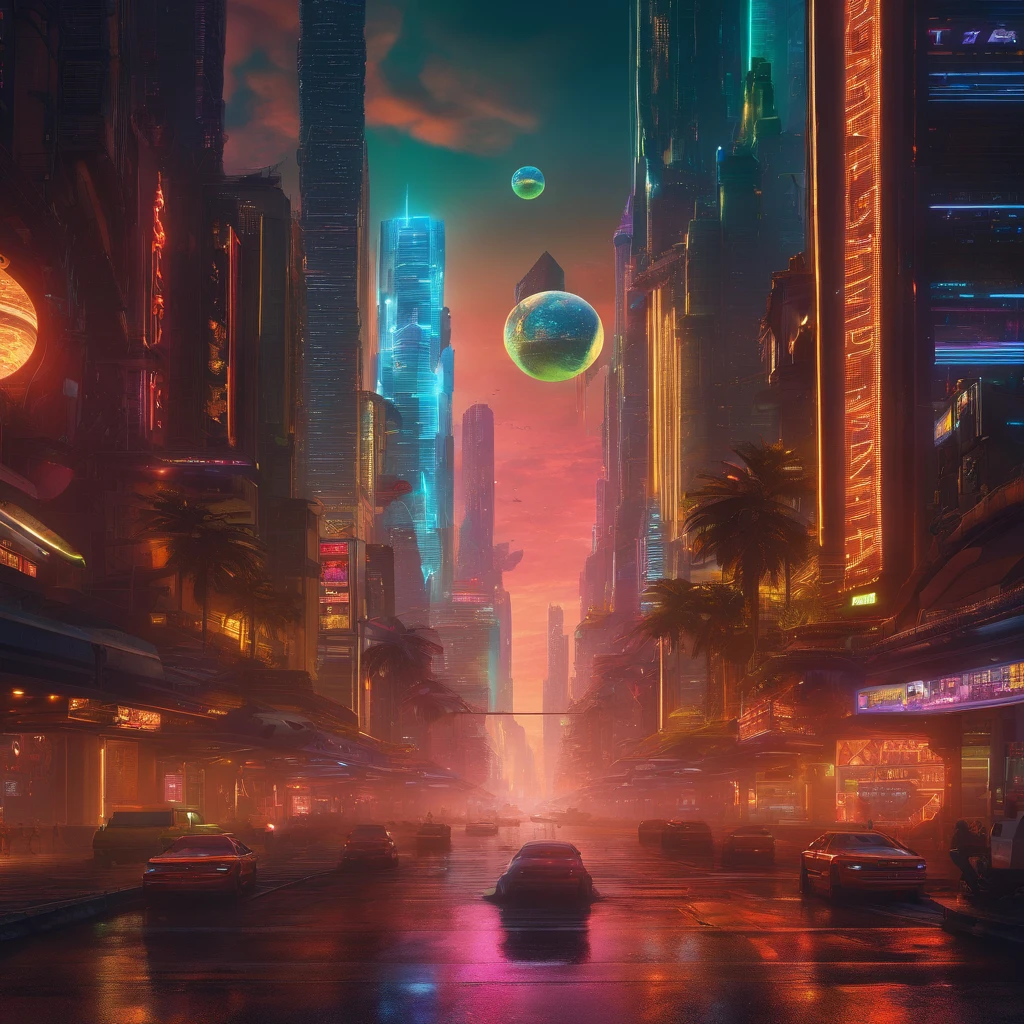 A stunning 3D render of a futuristic cityscape set in the distant reaches of space. The magnificent metropolis has a massive golden figure "🍕" woven into its design, and everything is shaped like a planet. The city is adorned with opulence, including a translucent diamond shield protecting its inhabitants from the unknown beyond. The color palette includes metallic reds, greens, and golds, evoking both Earthly terrains and interstellar oceans. Towering skyscrapers dominate the scene, with a central tower that stands out like a celestial fortress. The style and concept pay homage to the works of Larry Niven, creating a cinematic, conceptual masterpiece that showcases vibrant architecture and captures the essence of a thriving interstellar civilization., dark fantasy, cinematic, portrait photography, architecture, wildlife photography, 3d render.