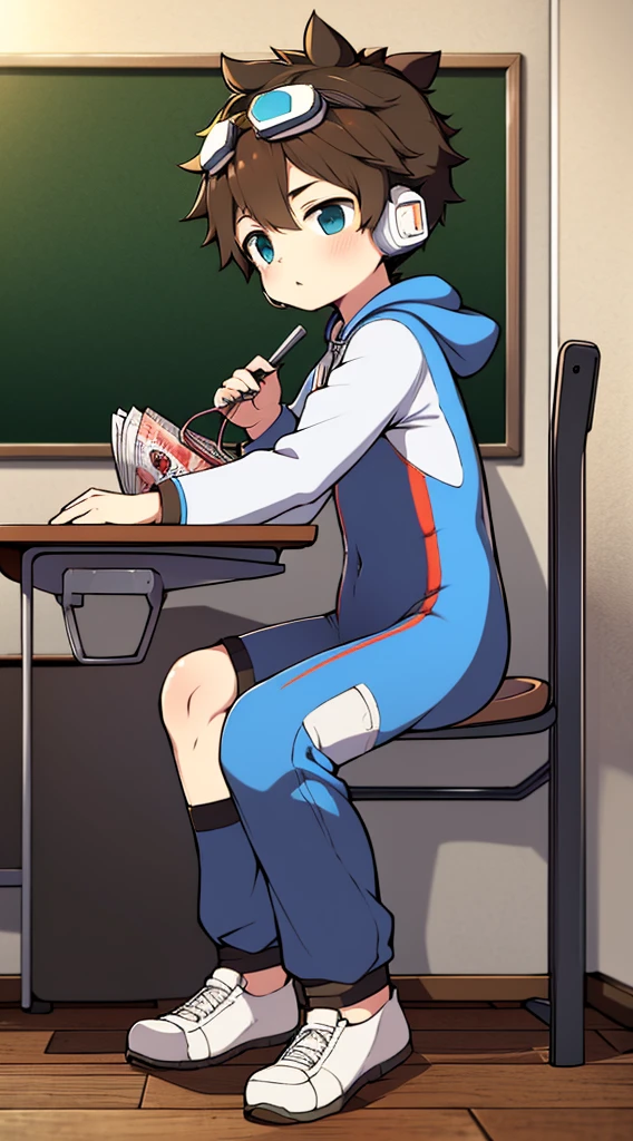 2D Boy Shota,One-piece mountaineering suit,Put the headphones on your head,permanent,goggles,trumpet,Cow ears,sports shoes,classroom