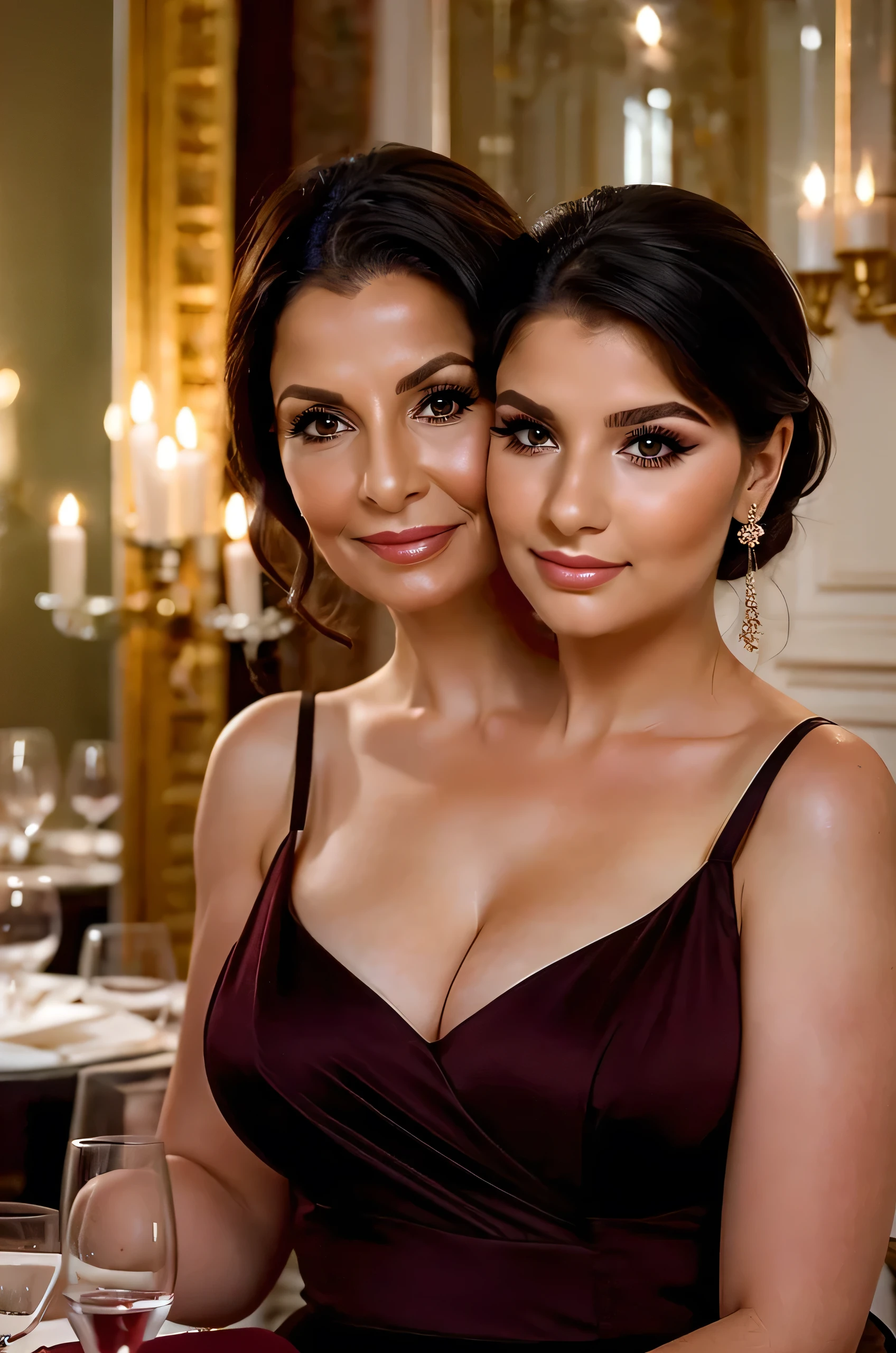 age 60, glamorous, brunette, beautiful, assured, confident,
