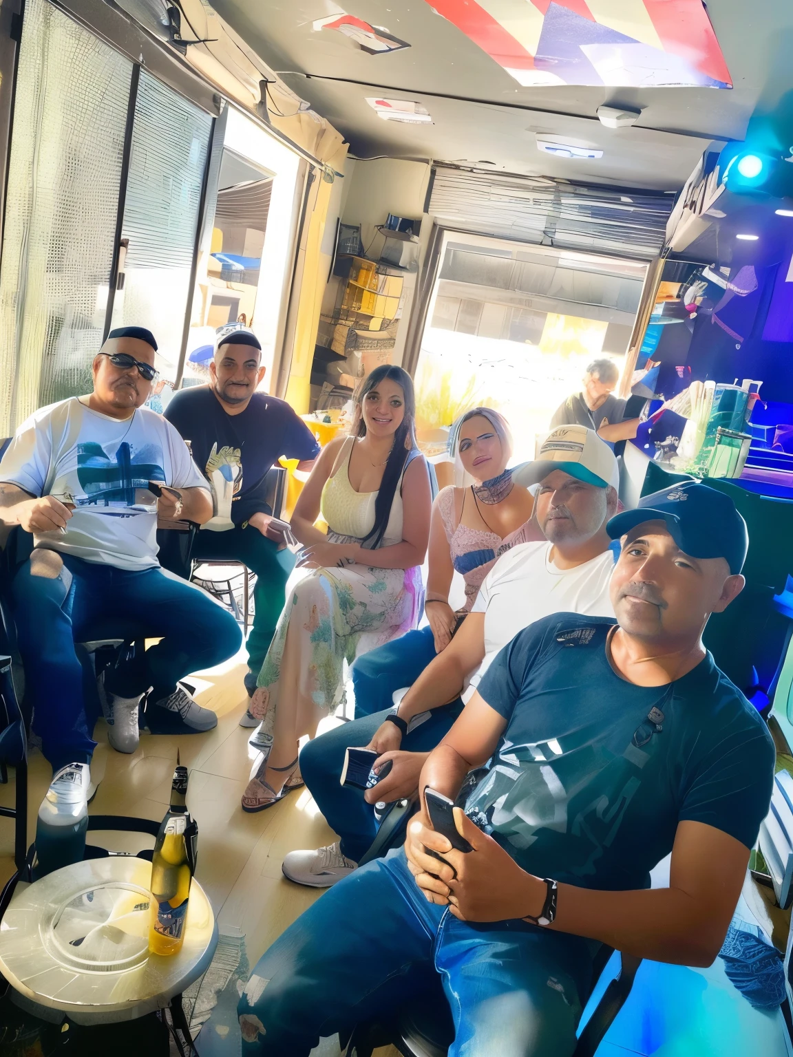 Several people sitting in a room with table and chairs., capturado en iphone, afternoon meeting, con muchos viajeros, foto tomada en 2 0 2 0, gente bebiendo cerveza, editado, disparada con nikon z9, sentado en la barra, muchos asistentes a la fiesta, by Robbie Trevino, sentarse casualmente, rb6s), foto de grupo, disparado con canon eos r 5