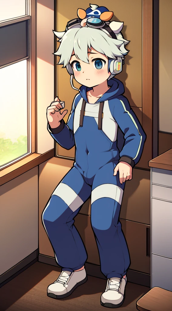 2D Boy Shota,One-piece mountaineering suit,Put the headphones on your head,permanent,goggles,Cow ears,sports shoes,classroom,