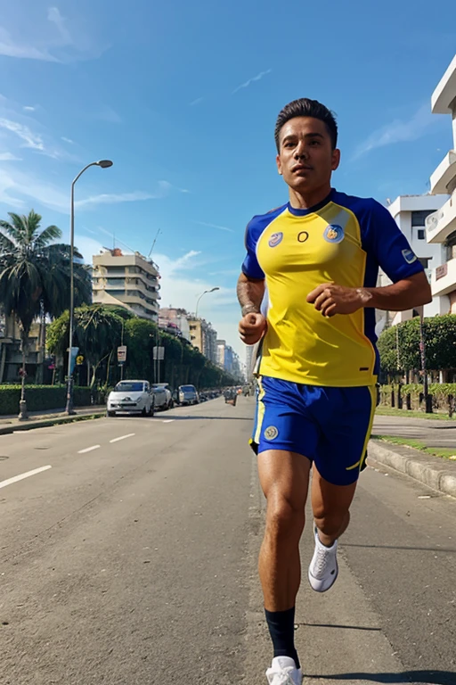 Running en avenida con uniformes de Ecuador