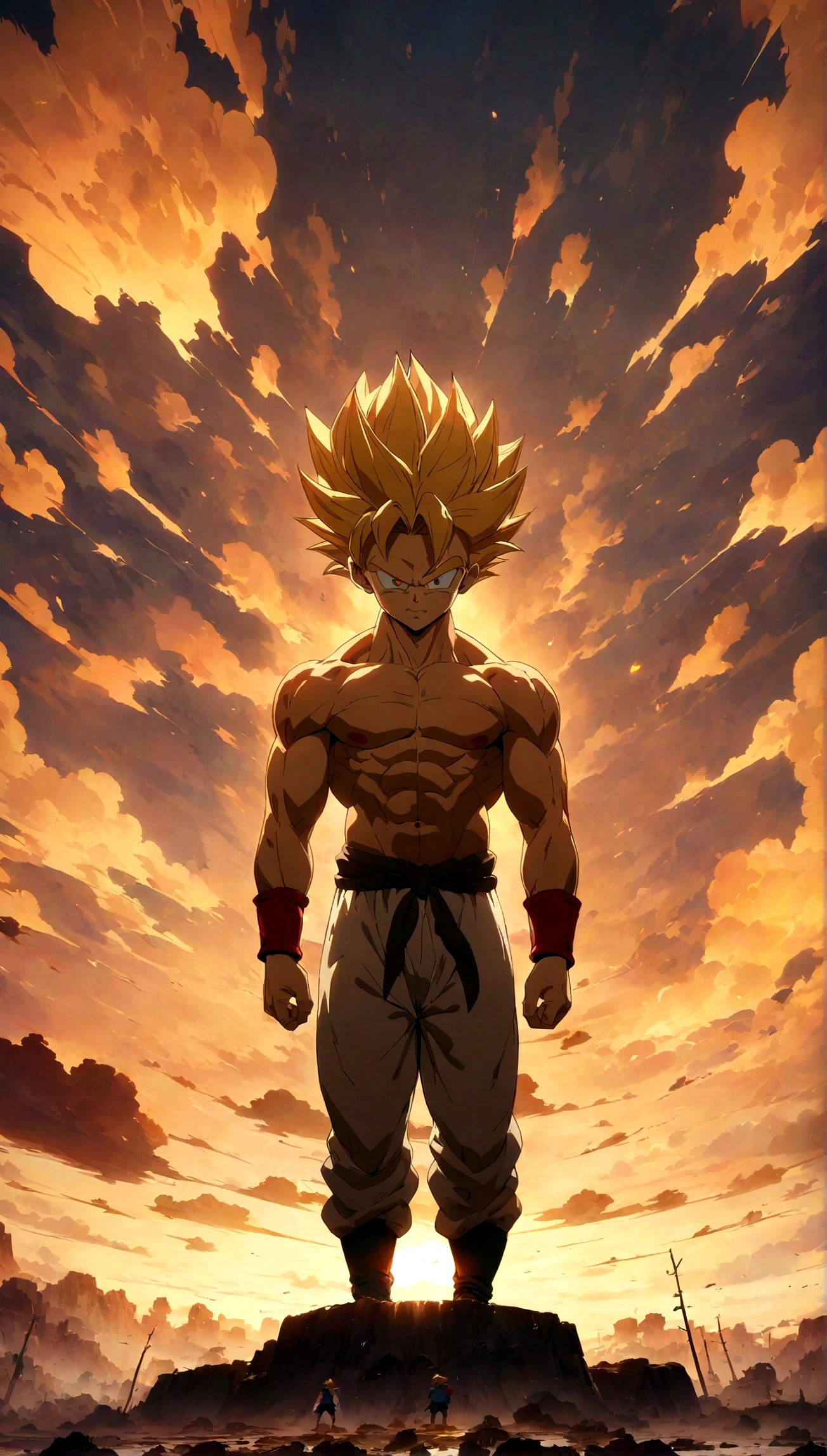 (Best quality, masterpieces,anime style,style of akira toriyama:1.1),super saiyan,Bursting,outdoor
