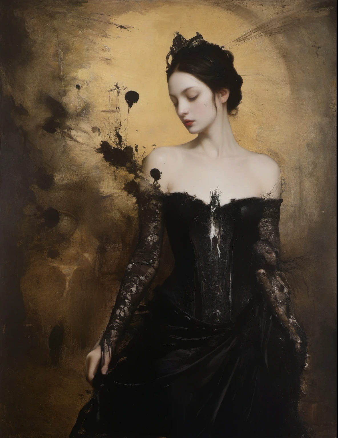 James Gurney, Surrealist art , dream-like, Mysterious, Provocative, symbolic, Complex, detailed,, (Gothic but very beautiful:1.4), (masterpiece, highest quality:1.4) , Nicola Samori Style, Aphrodite
