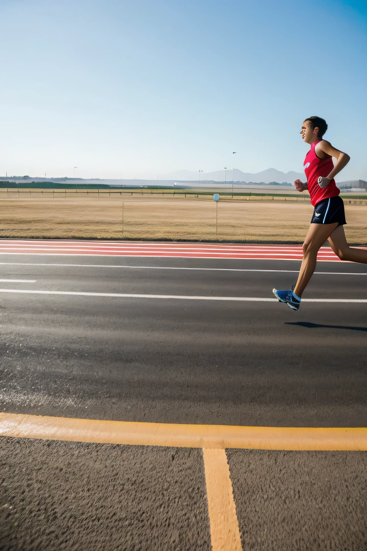 Runners corriendo en autopista con perfil de espaldas