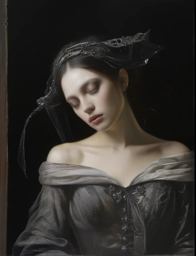 James Gurney, Surrealist art , dream-like, Mysterious, Provocative, symbolic, Complex, detailed,, (Gothic but very beautiful:1.4), (masterpiece, highest quality:1.4) , Nicola Samori Style, Monochrome