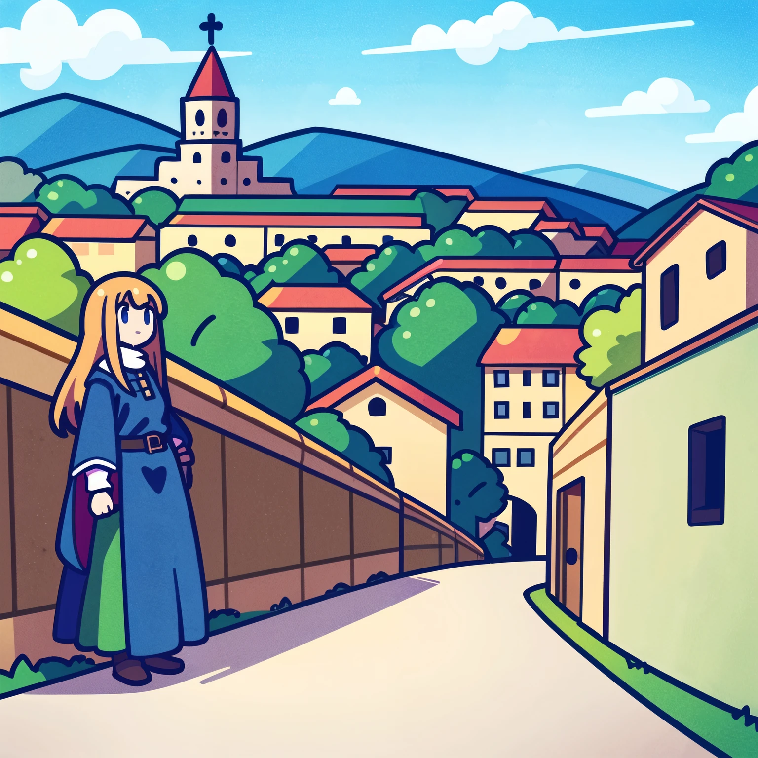 full length, Headquarters Art Style, Medieval town