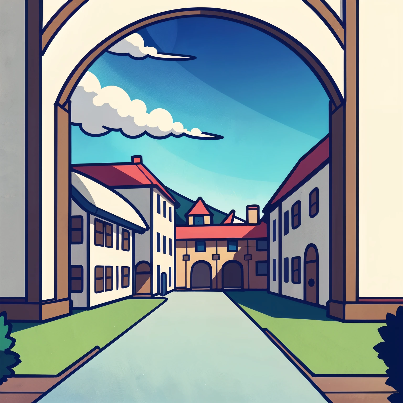 full length, Headquarters Art Style, Medieval town