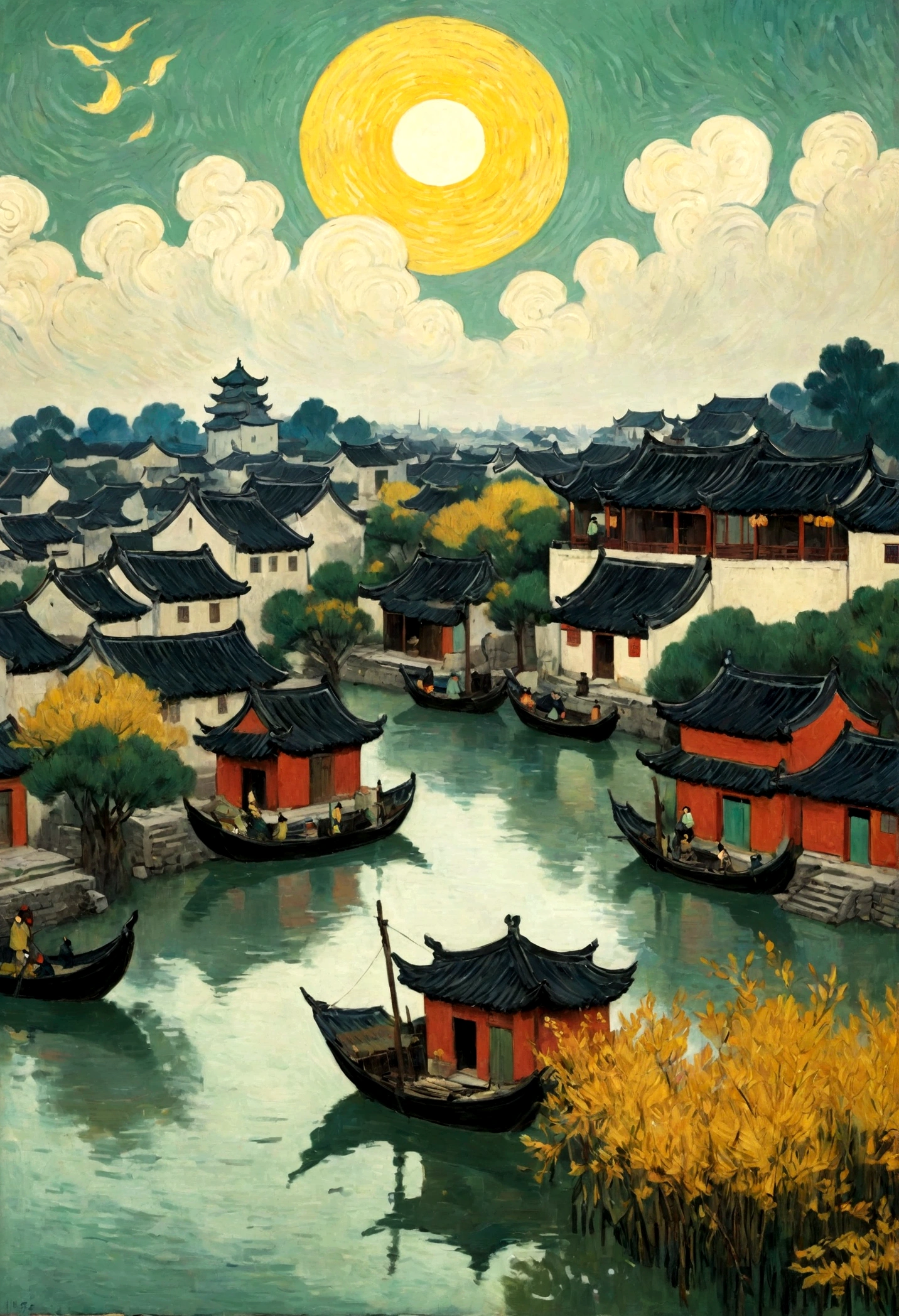 A Hundred Scenes of Jiangnan in the Style of Van Gogh