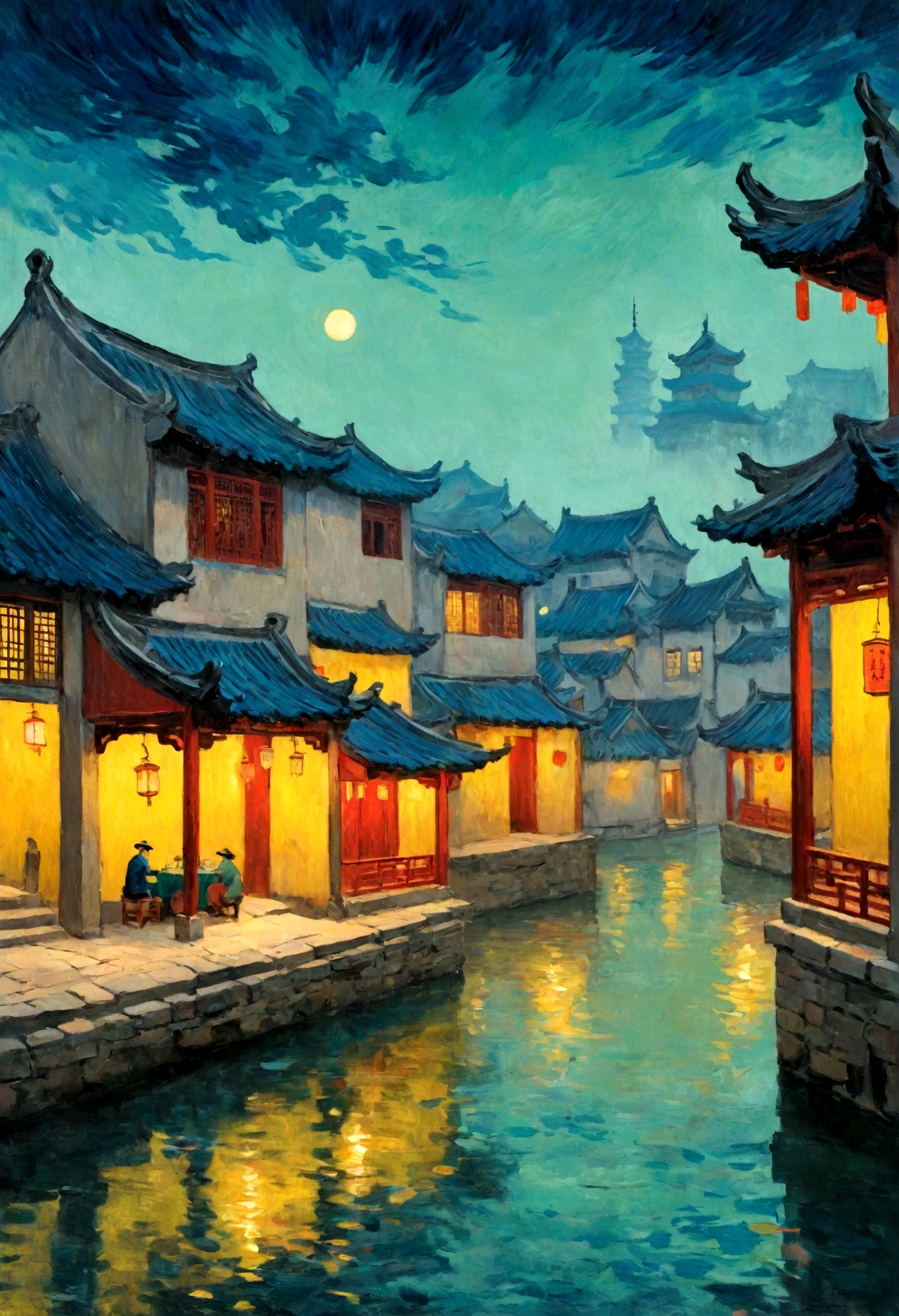 A Hundred Scenes of Jiangnan in the Style of Van Gogh