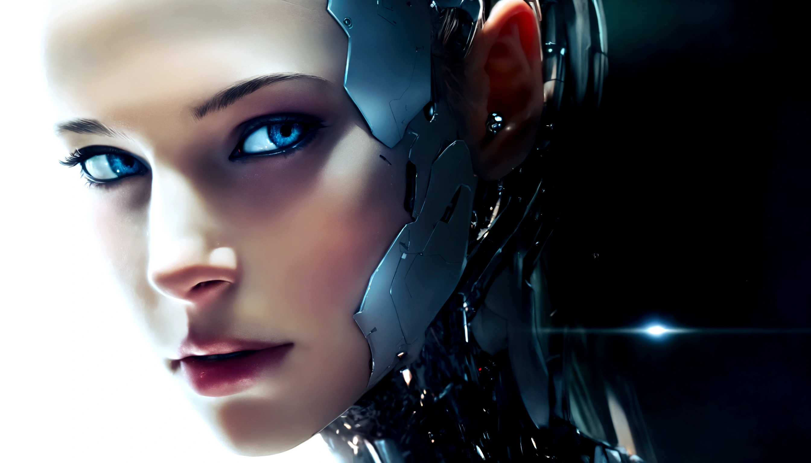 futuristic woman with futuristic head and face in a futuristic setting, cyborg - girl, cyborg girl, beutiful white girl cyborg, beutiful girl cyborg, cyborg woman, cute cyborg girl, intricate transhuman, perfect cyborg female, robot girl, beautiful cyborg girl, perfect android girl, an image of a beautiful cyborg, inspired by Marek Okon, young lady cyborg