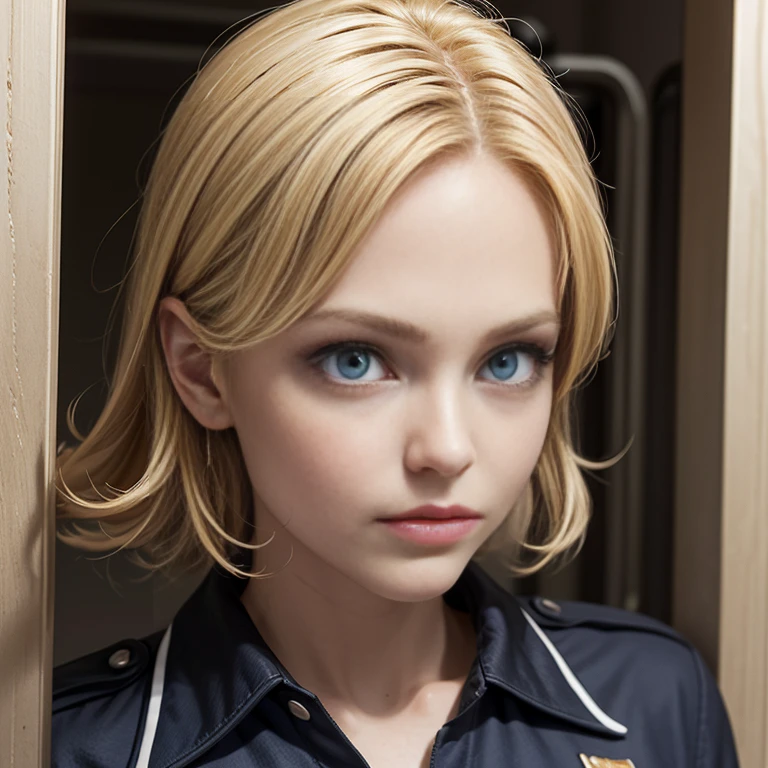 score_9, score_8_up, score_7_up, score_6_up, score_5_up, 1girl, Prison guard, dirty blonde hair, perky, free use, standing up, looking at viewer, cowboy shot, blue prison guard suit, toned, (insanely detailed, beautiful detailed face, masterpiece, best quality) in near a prison cell room (insanely detailed, beautiful detailed face, masterpiece, best quality)