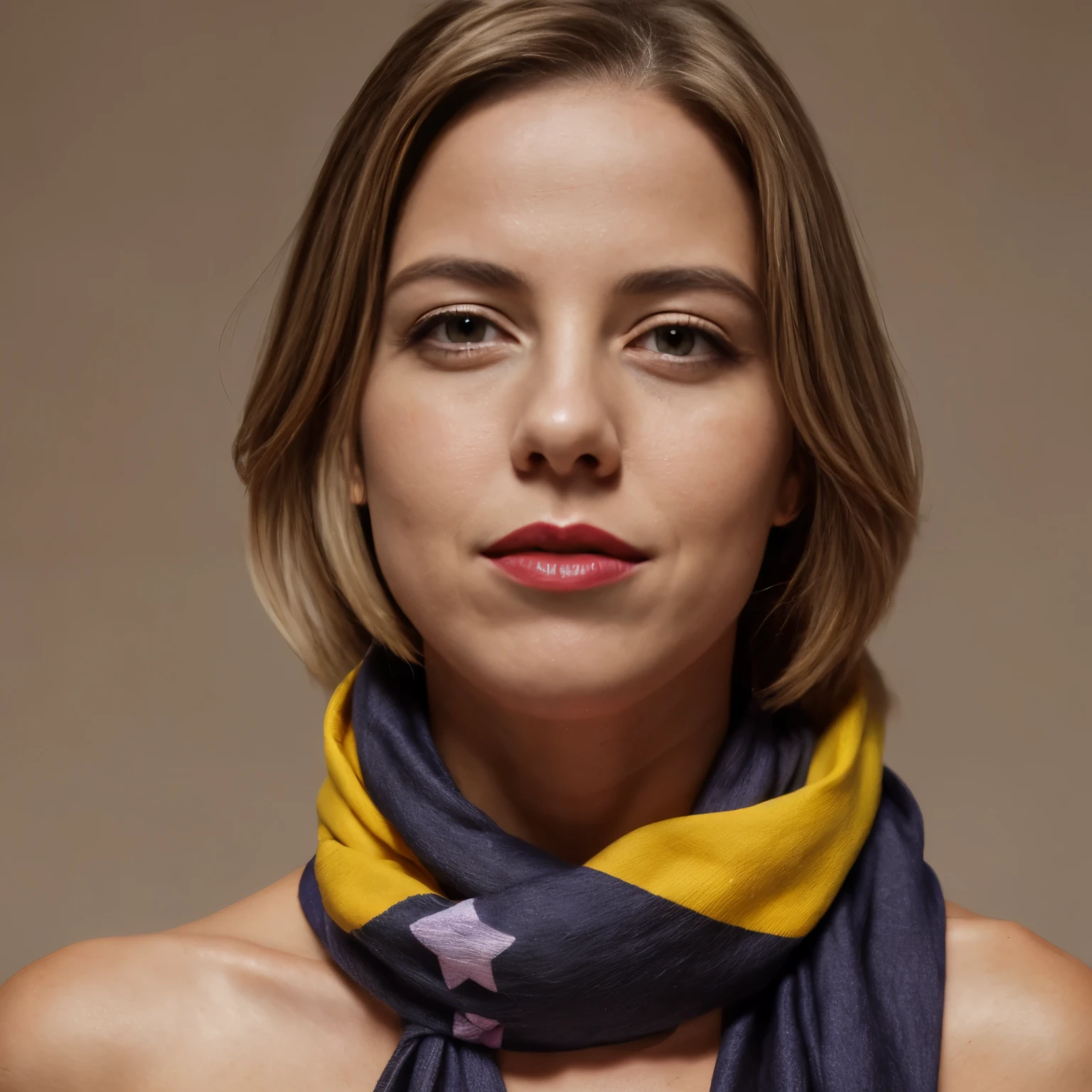 1girl LaGermania, Ahoge, franja, blonde hair, beijo soprando, olhos azuis, blue scarf, brown scarf, clivagem, boca fechada, Cilia, rosto, cabelos flutuantes, cabelo entre os olhos, Heart, lips, batom, cabelos longos, Olhando para o Viewer, maquiagem, night sky, nariz, um olho fechado, orange scarf, pink lips, pink scarf, retrato, Purple eyes, Realistic, red lips, red scarf, echarpe, assinatura, sorrir, sozinho, space, Spoken heart, estrela (heaven), Starry sky, parte superior do corpo, yellow scarf